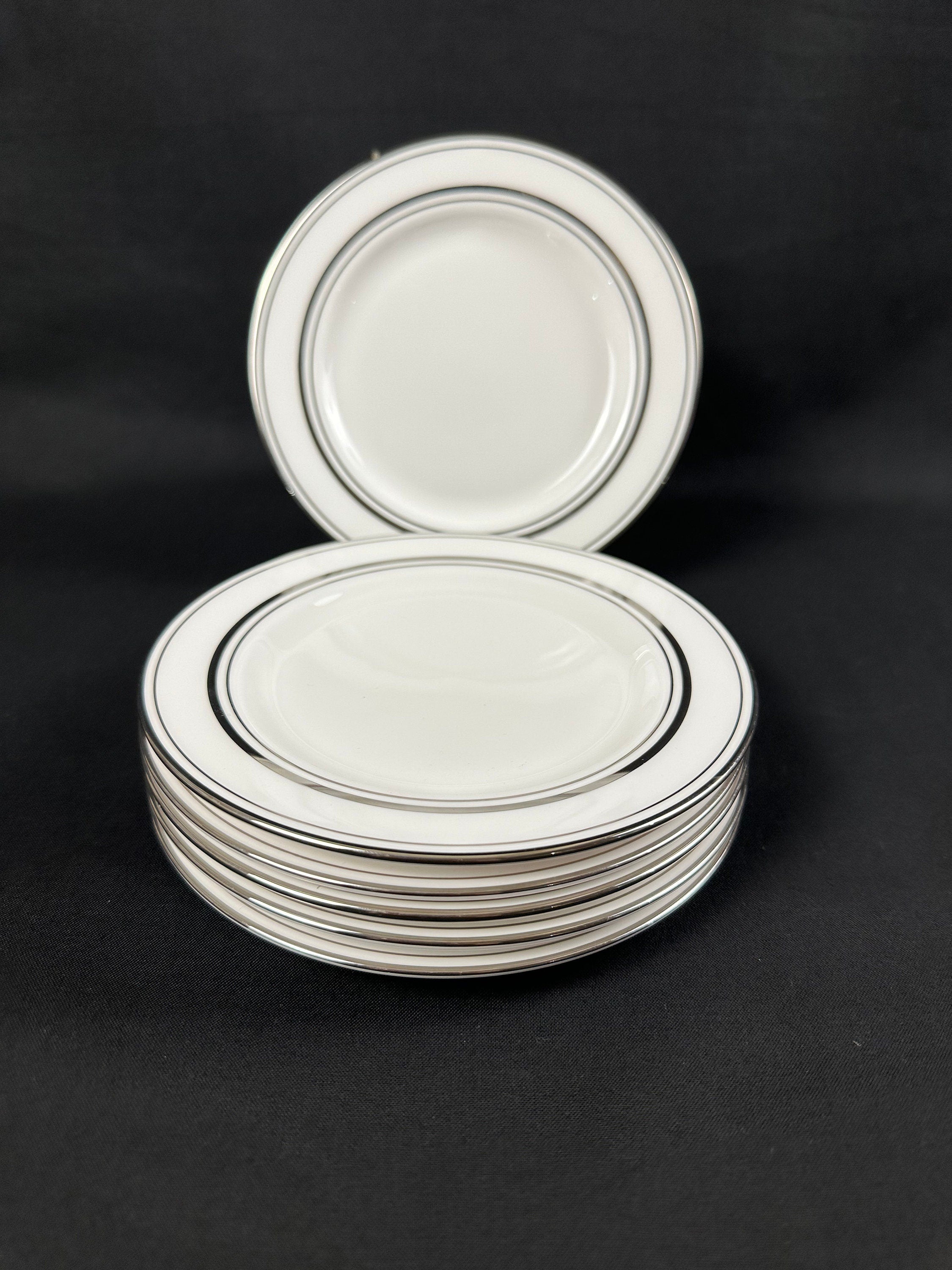 6 Kate Spade Library Lane Platinum Bread Plates