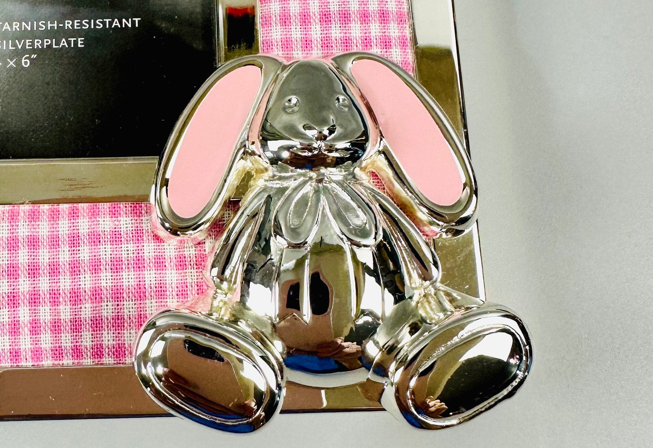 Reed and Barton Gingham Bunny Baby Picture Frame