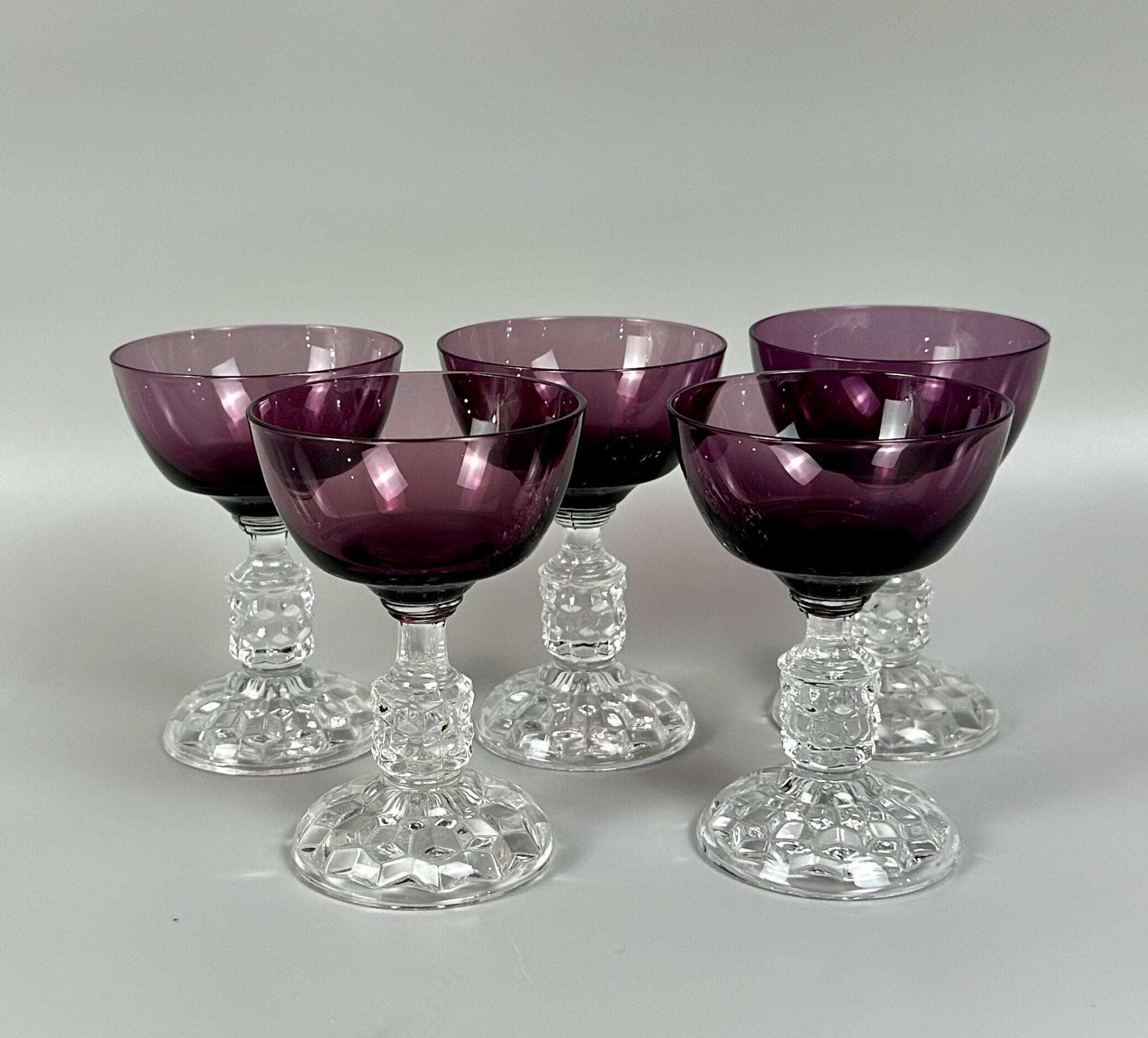 5 Fostoria American Lady Amethyst Liquor/Cocktail Glasses