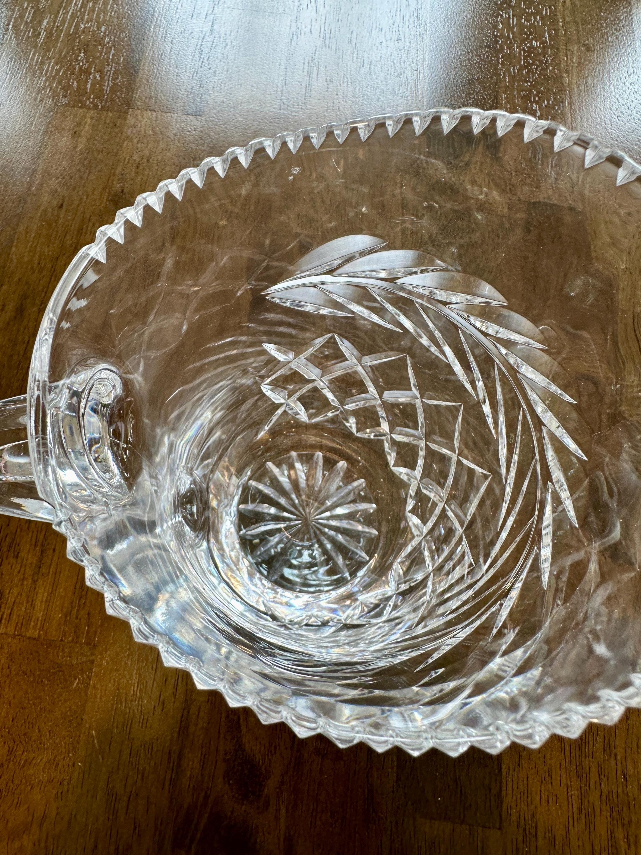 Cut Crystal Pitcher with Laurel Leaf Pattern