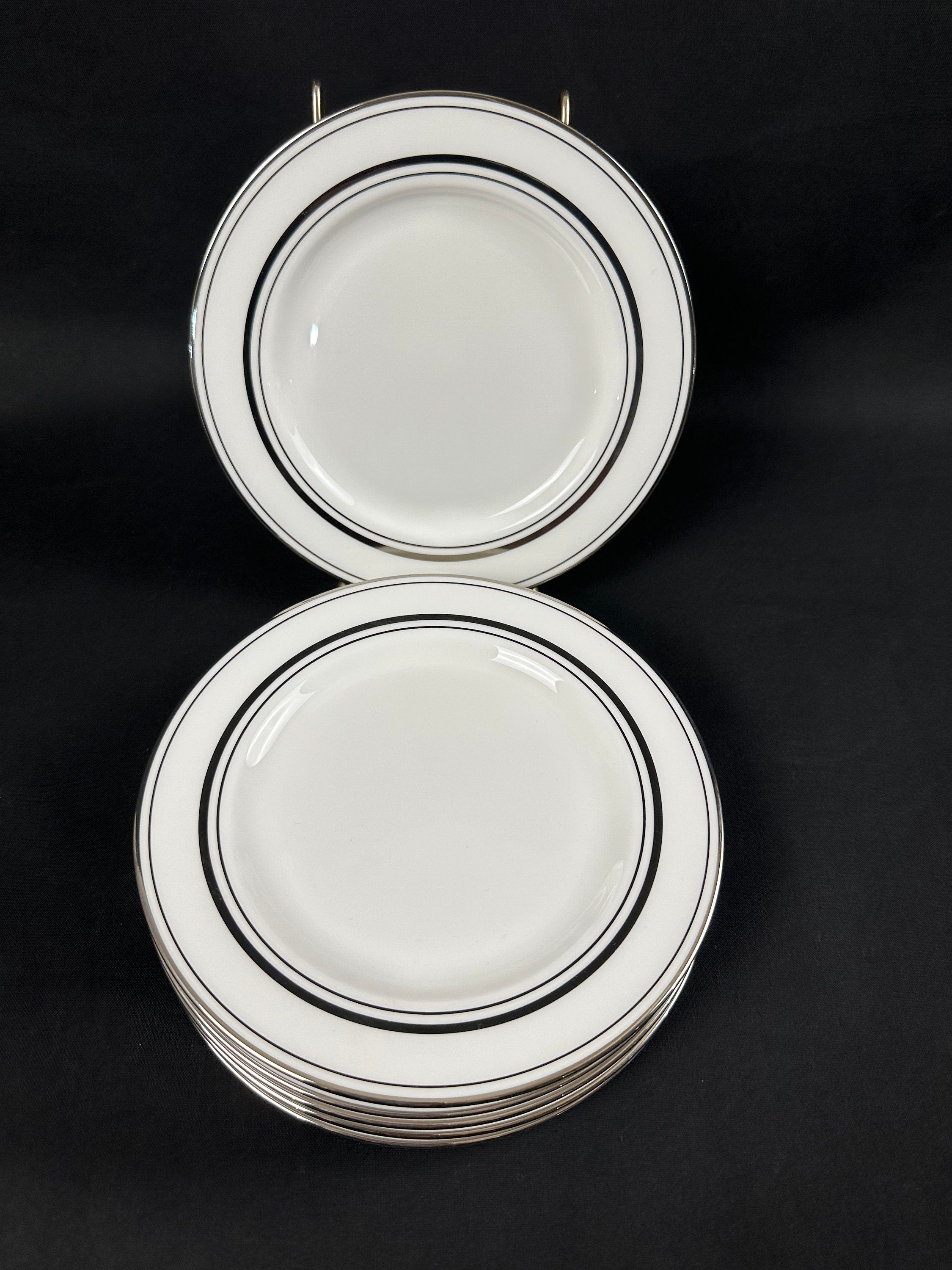 6 Kate Spade Library Lane Platinum Bread Plates