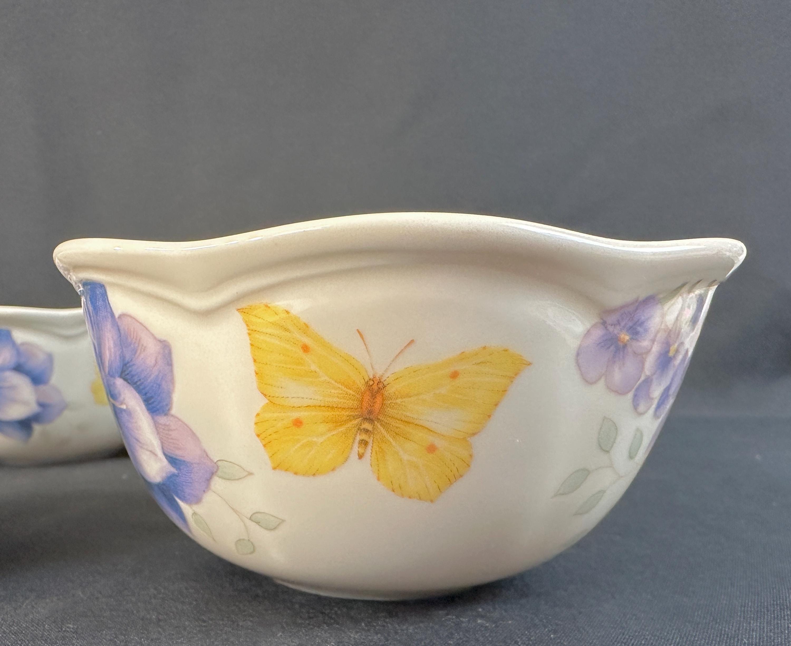 6 Butterfly Meadow Lavender Dessert Bowls
