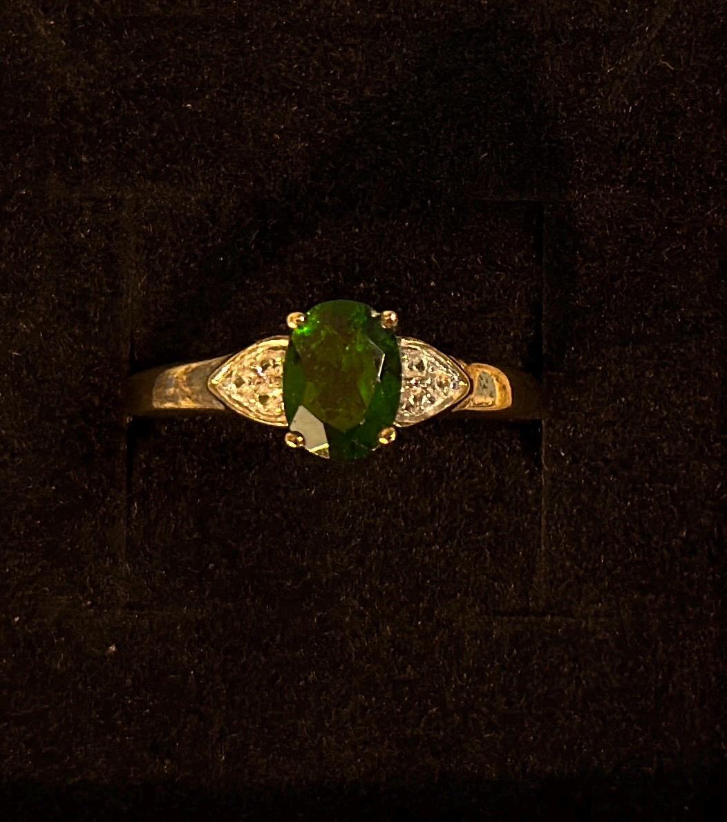 Sterling Silver and Emerald Ring lab created size 9