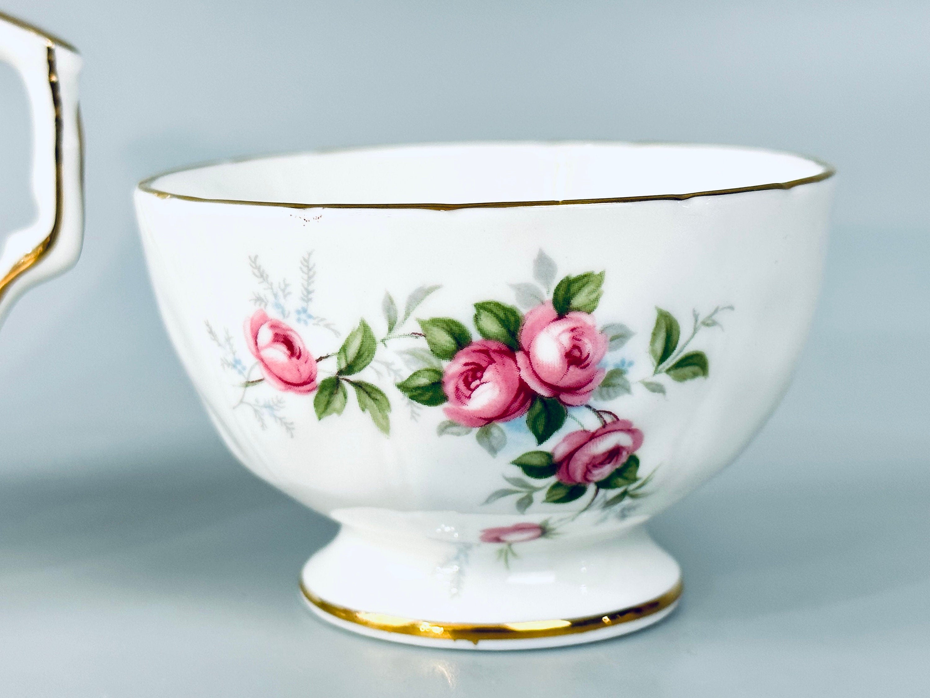 Aynsley Grotto Rose Creamer and Sugar Bowl