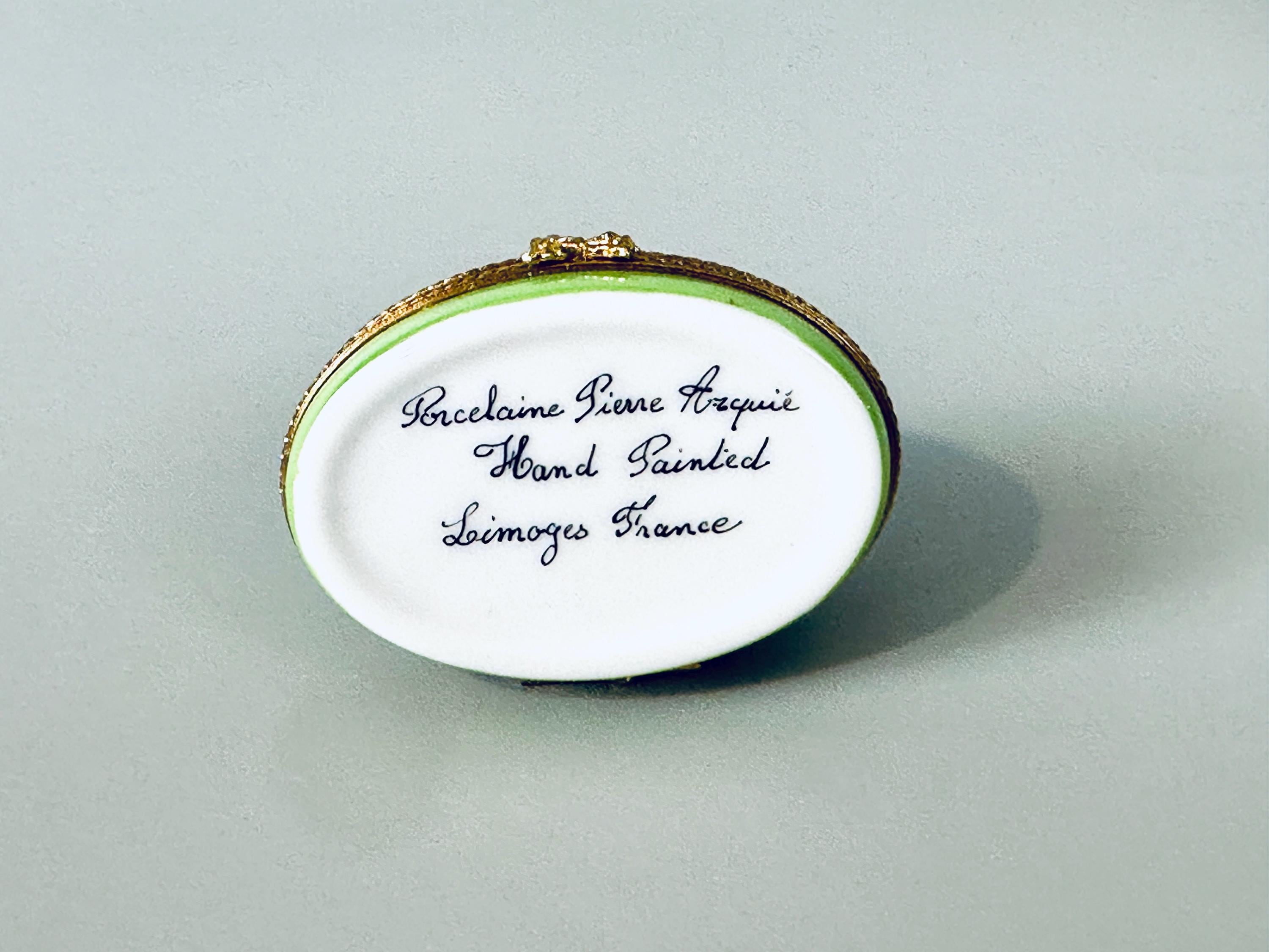 Limoges Trinket Box by Porcelaine Pierre Arguie Cat with Butterfly