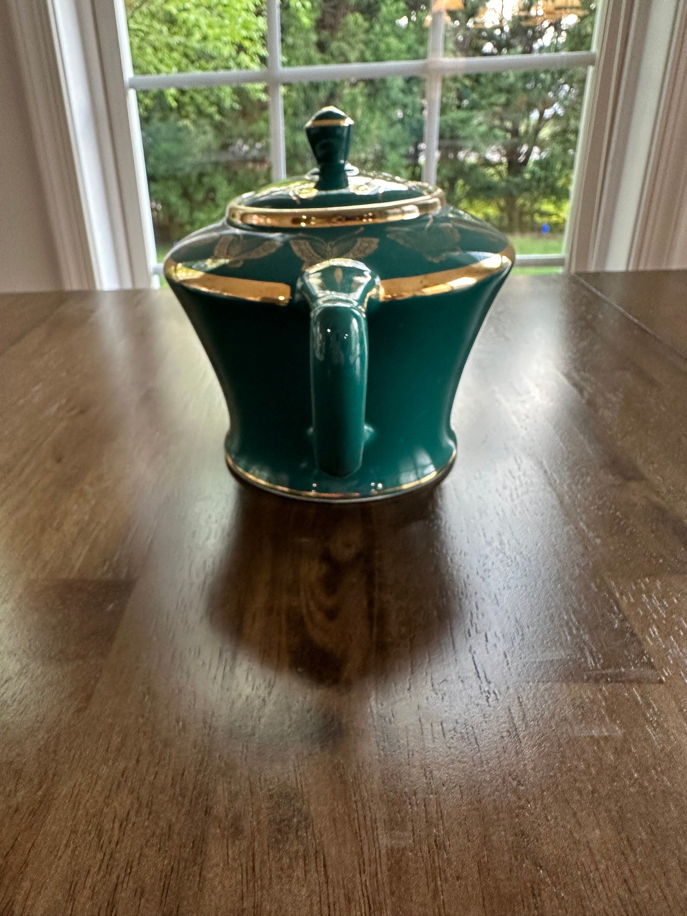 Hall Teal Green Butterfly Teapot