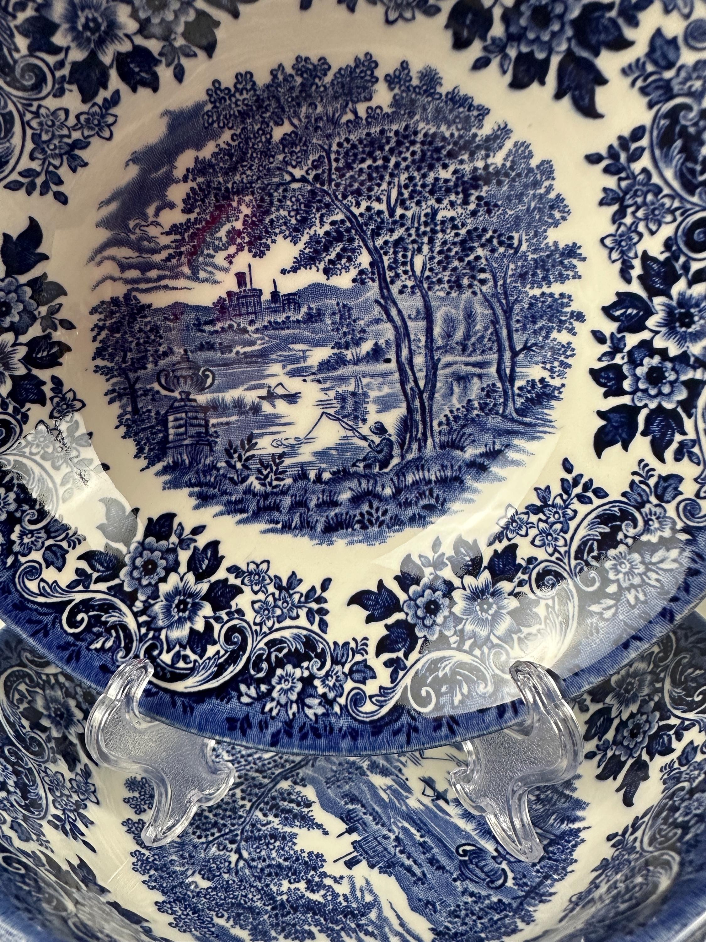 9 Churchill English Scene Blue Cereal Bowls