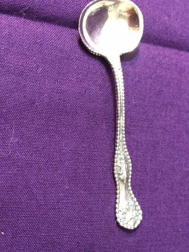 Crystal Salt Cellar with Silver Spoon