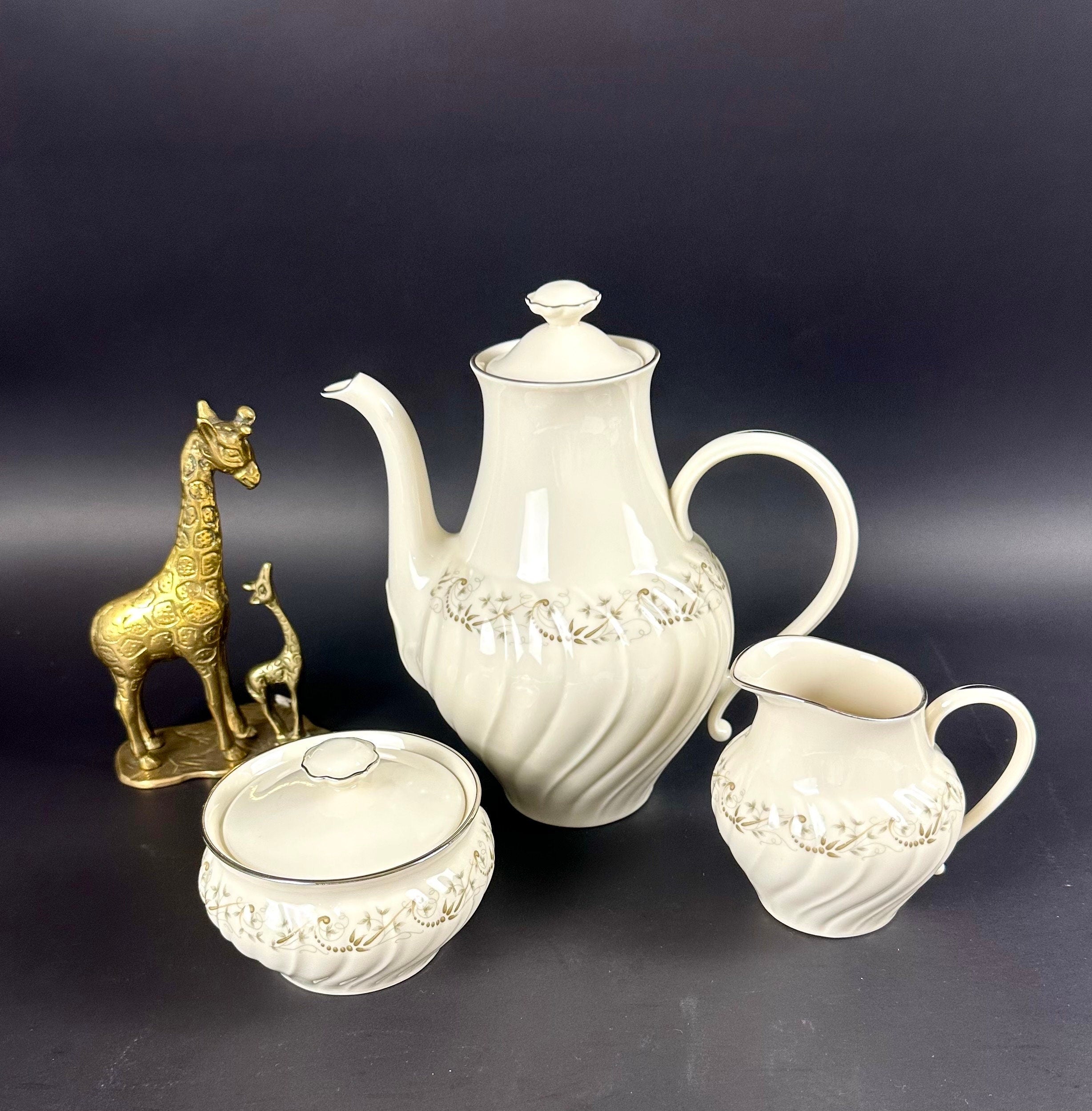 Franciscan Corinthian Coffee Pot, Creamer and Sugar Bowl