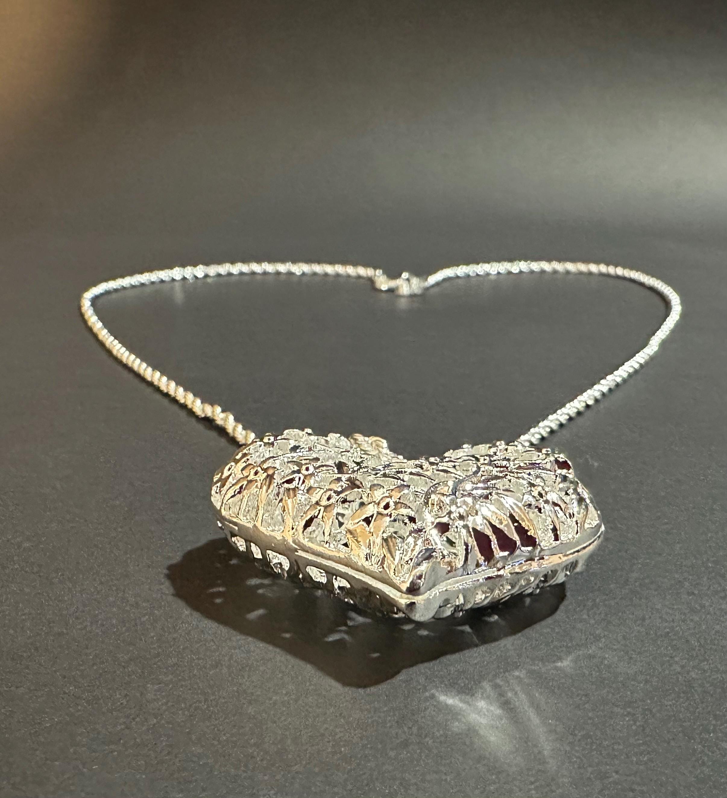 Large Sterling Silver Heart Pendant and 24” Chain