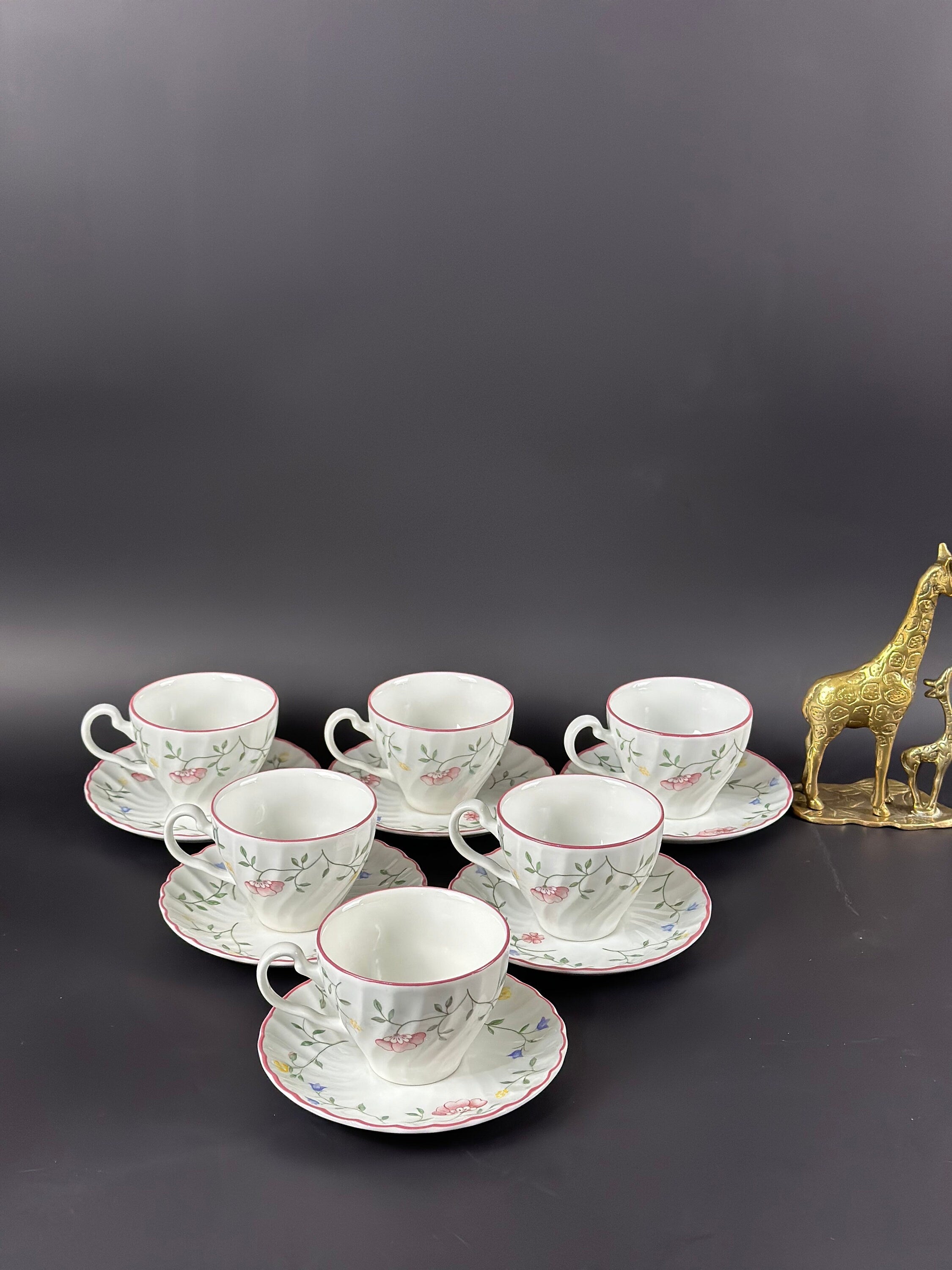 Six Tea Cups and Saucers by Johnson Brothers “Summer Chintz” Pattern