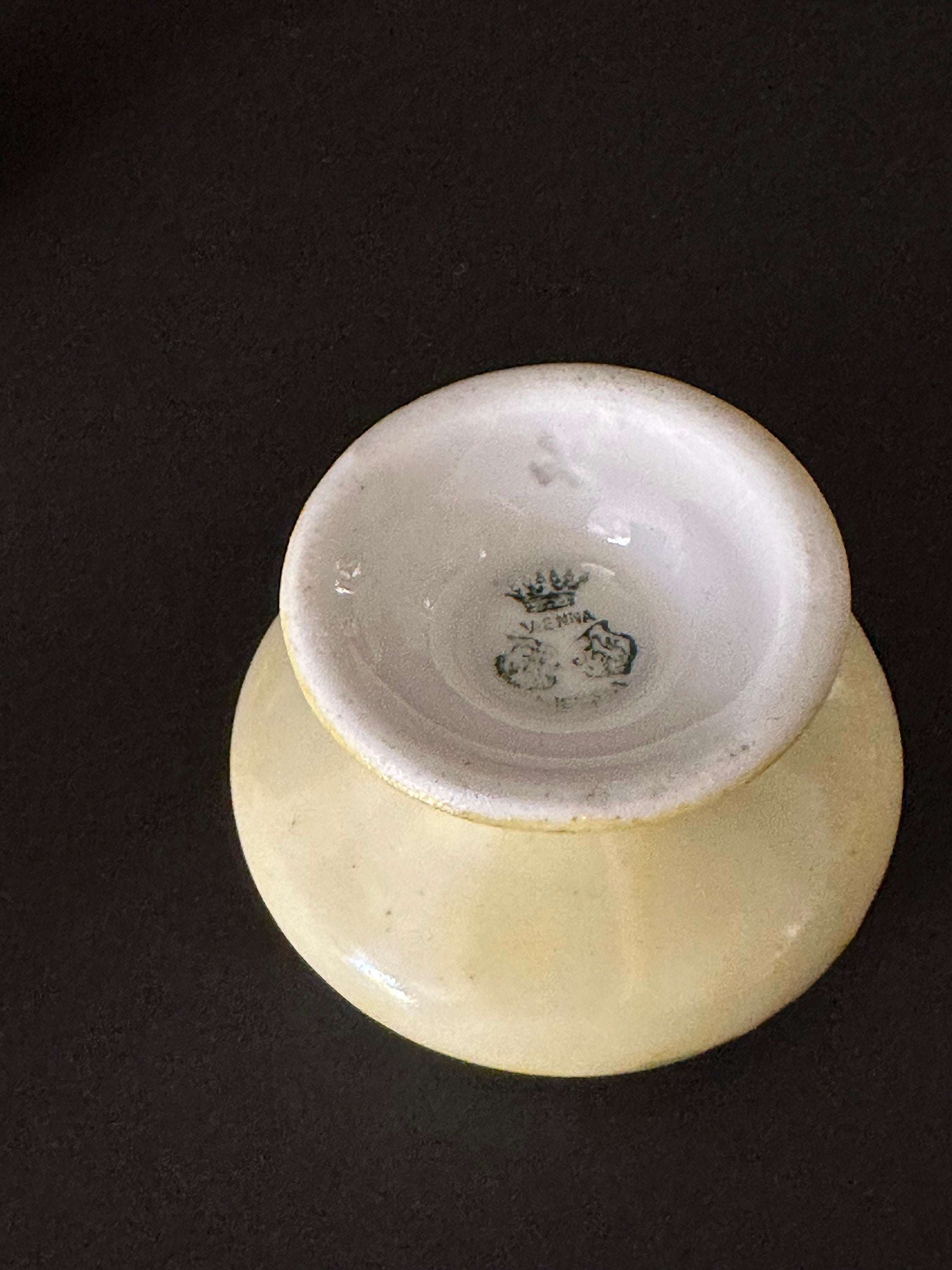 Four Antique Hand Painted Salt Cellars