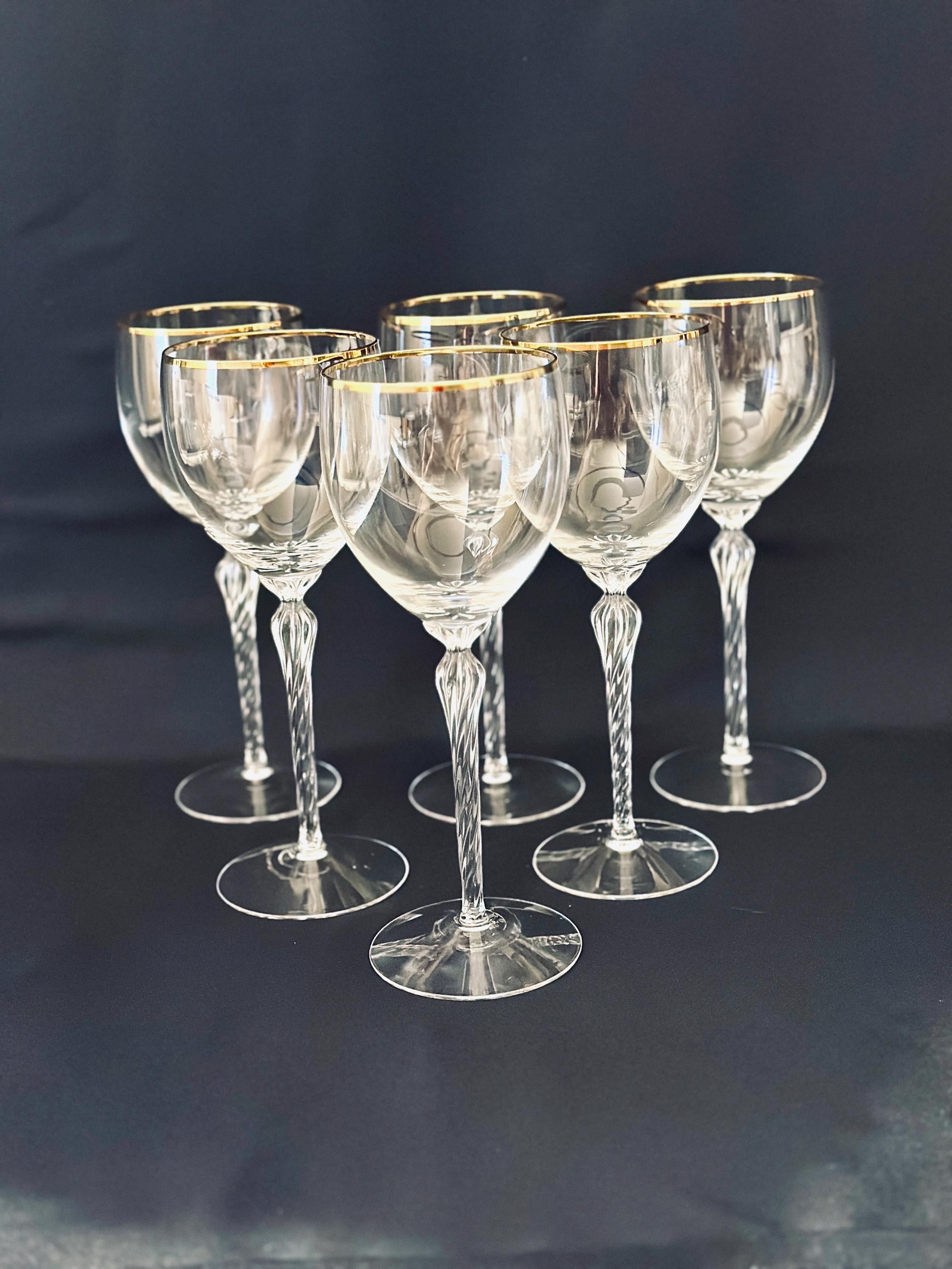 6 Lenox Monroe Water Goblets Gold Rims