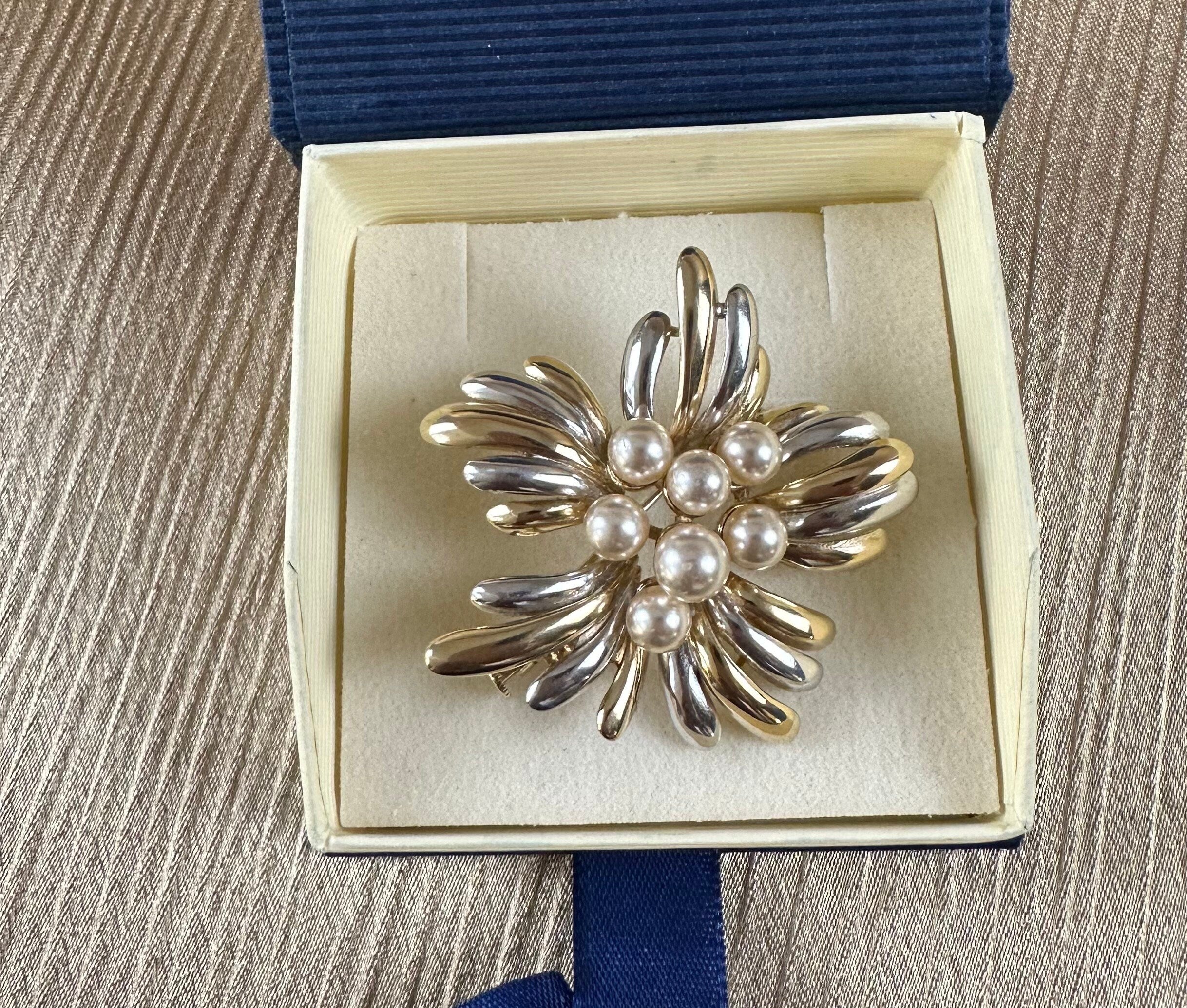 Sterling Silver and Gold Washed Pearl Brooch