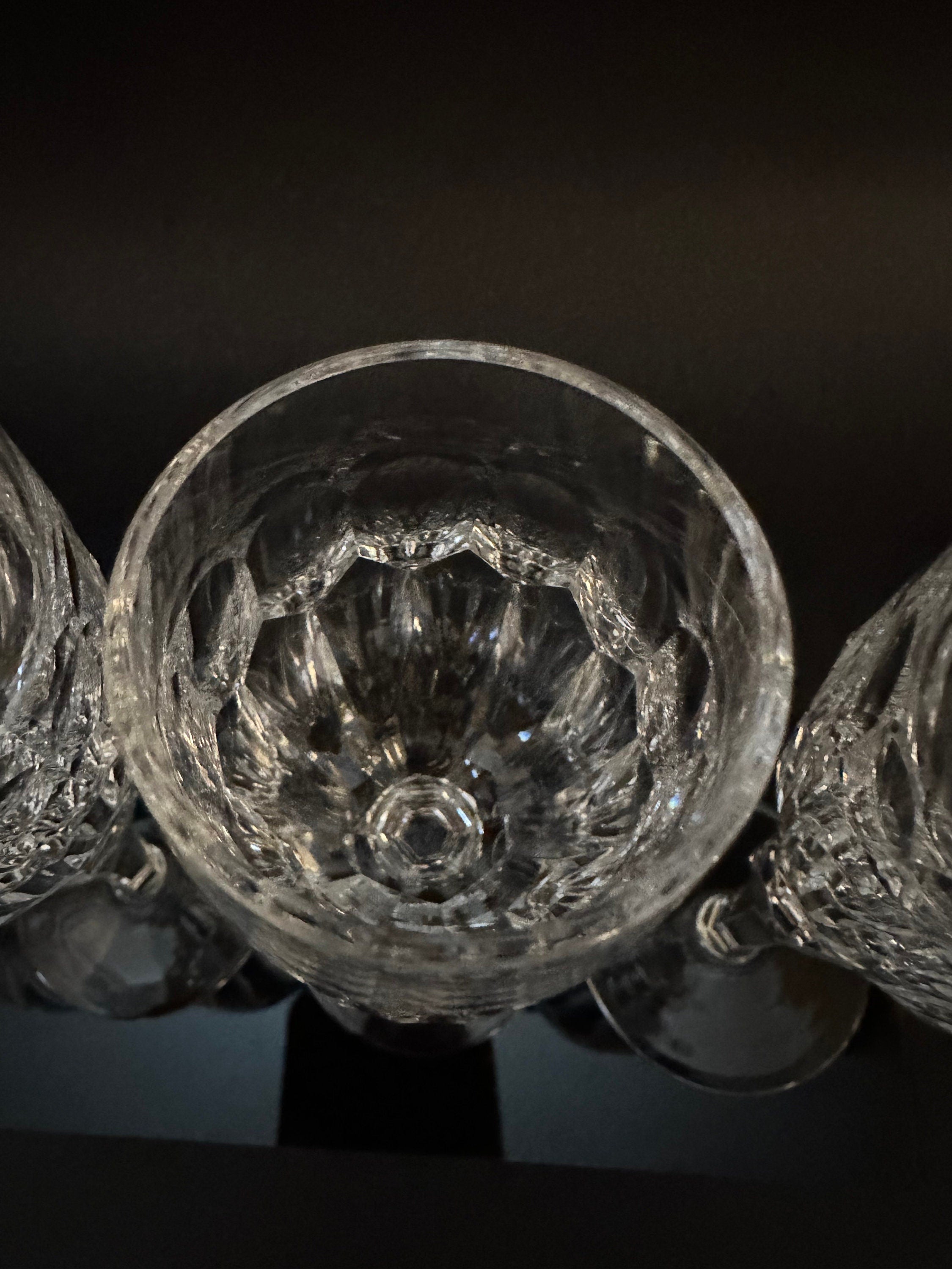 Four Waterford Crystal Sherry Glasses in the “Curraghmore” Pattern