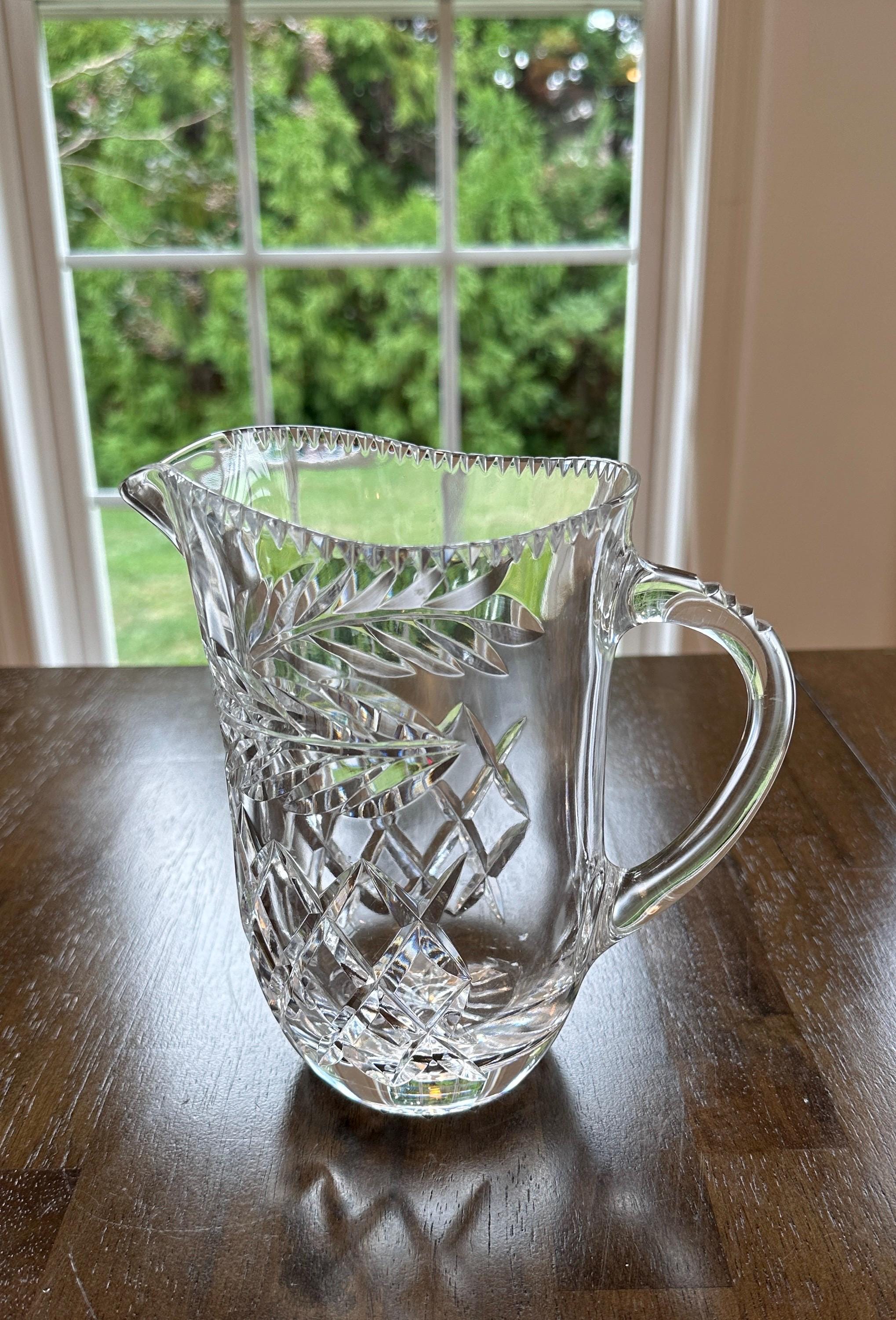 Cut Crystal Pitcher with Laurel Leaf Pattern
