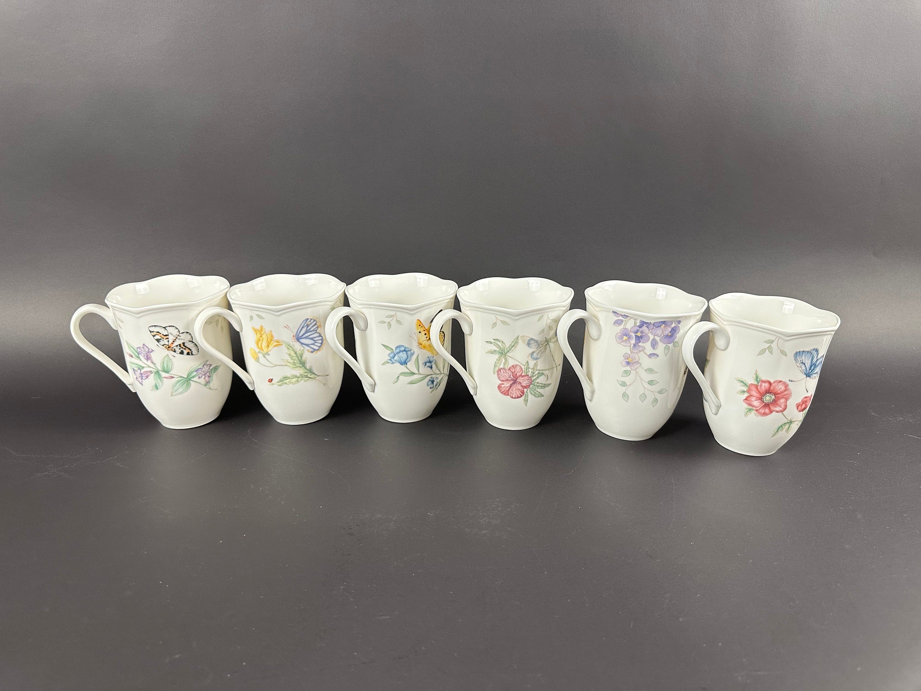 6 Lenox Butterfly Meadow Tall Mugs