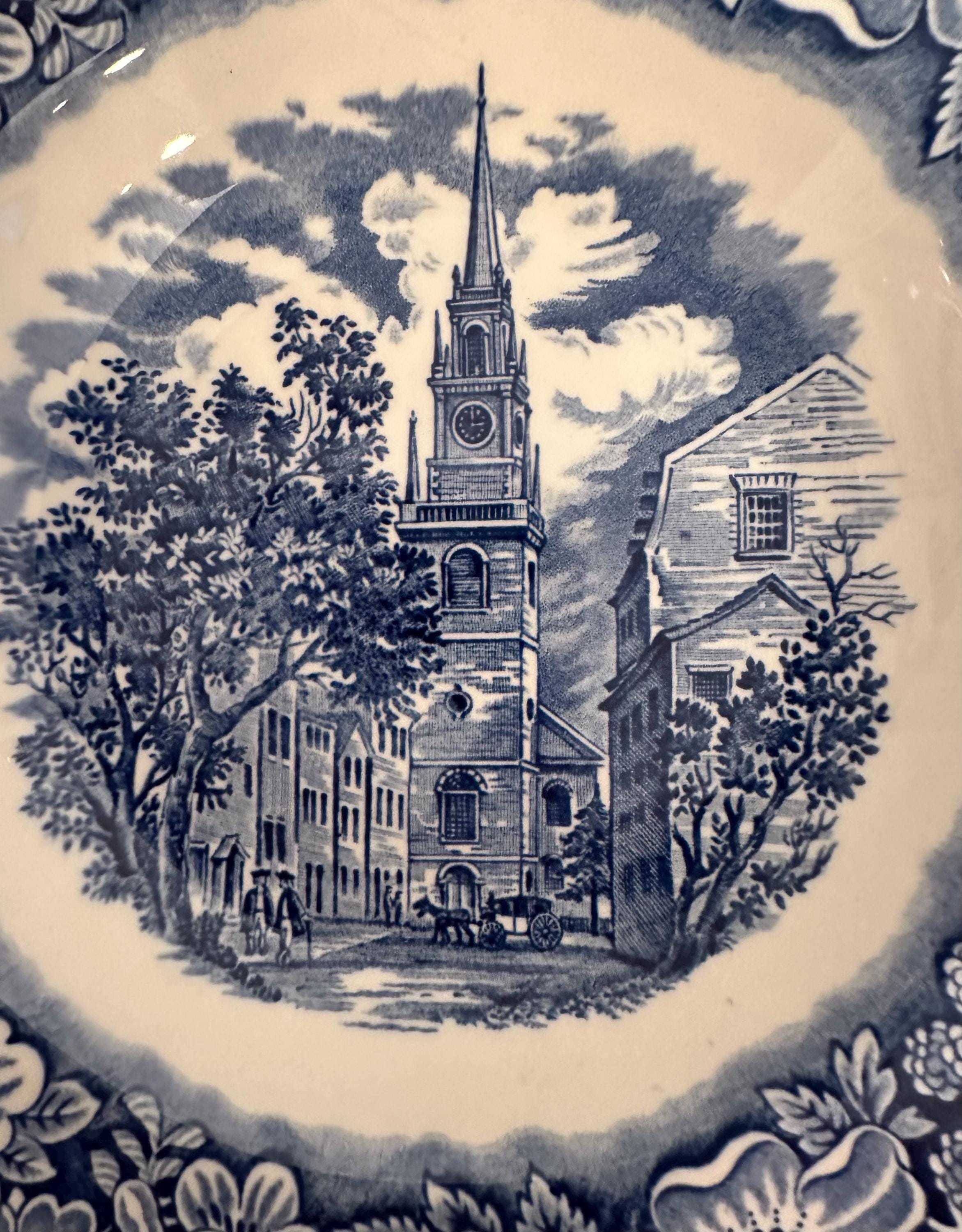 Four Liberty  Blue Rimmed Soup Bowls By Staffordshire
