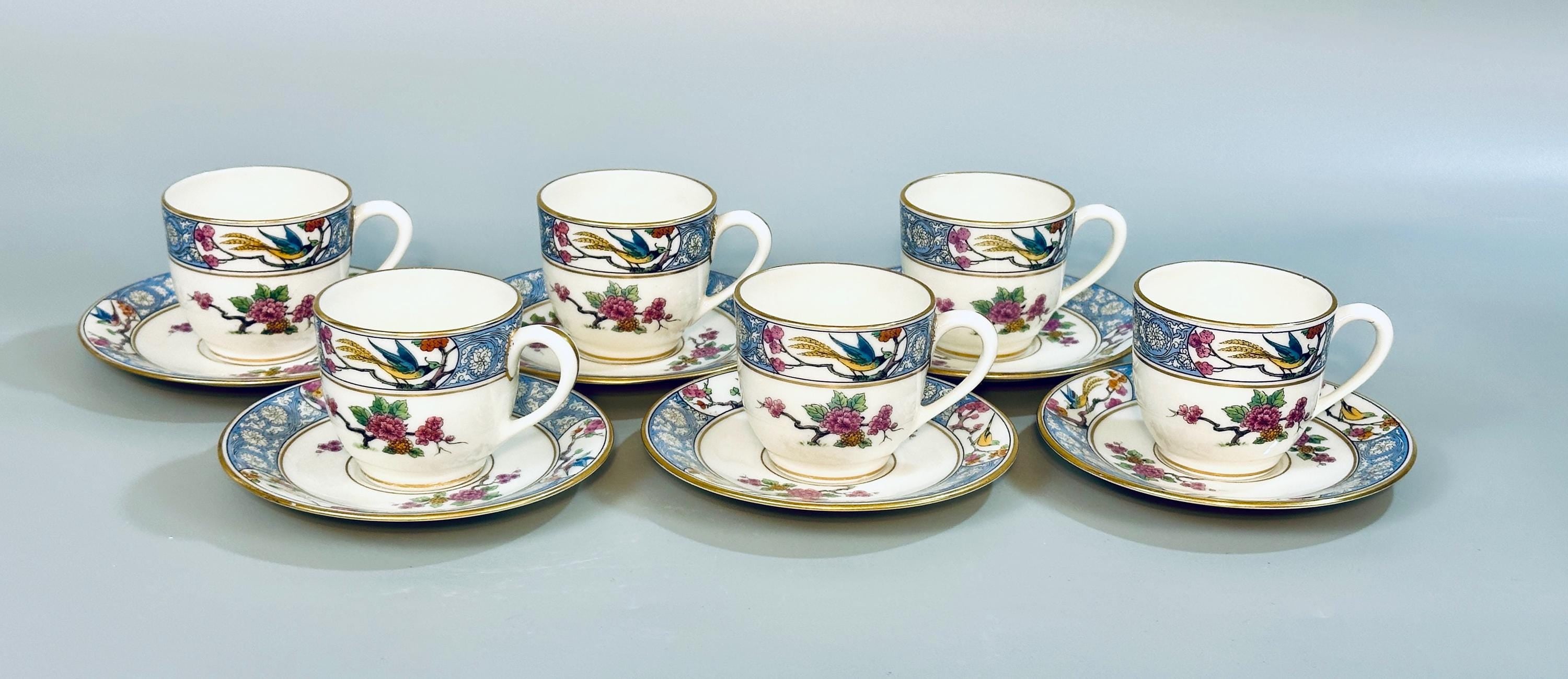 6 Lenox Ming Birds Demitasse Cups and Saucers Older