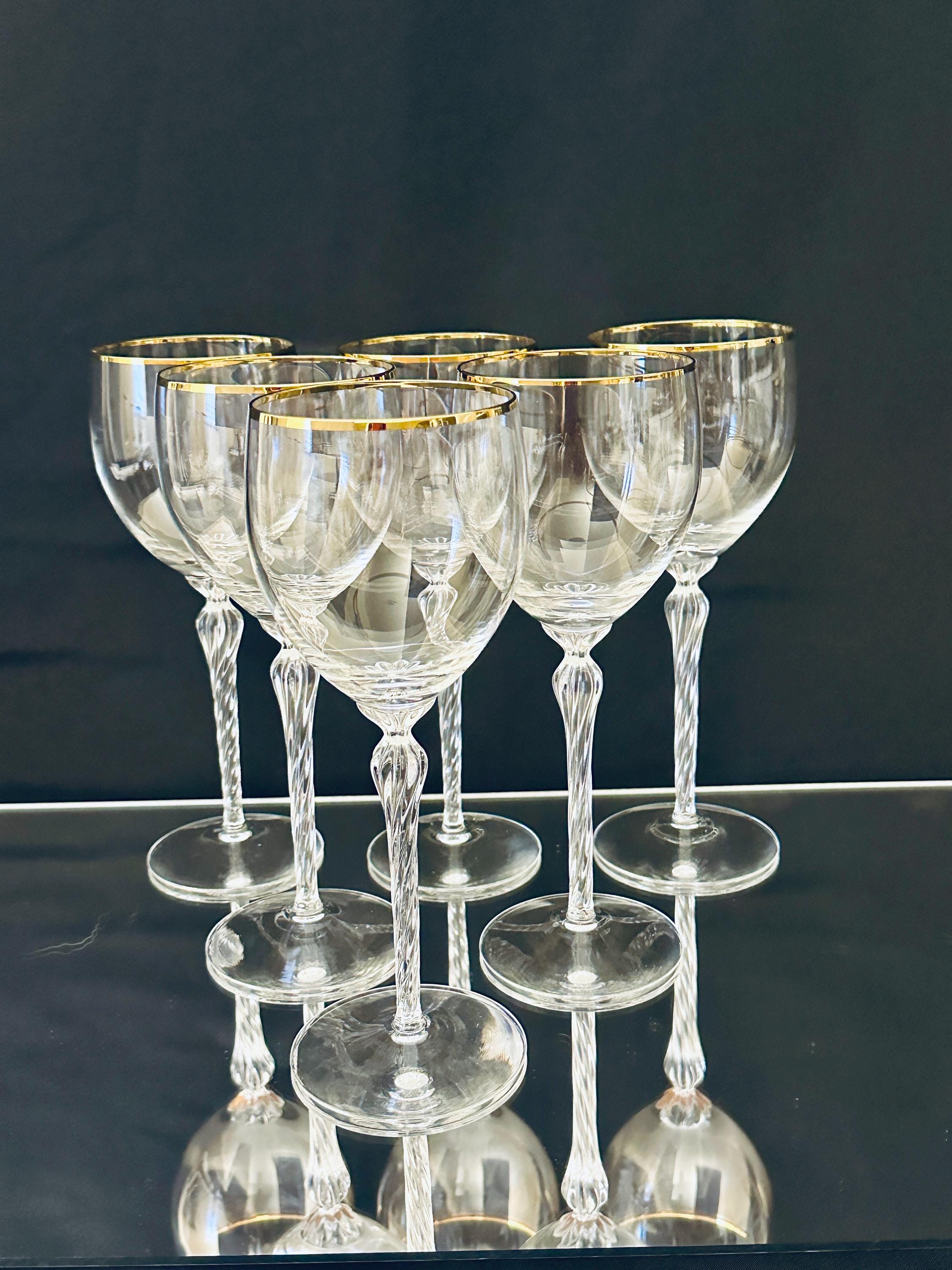 6 Lenox Monroe Water Goblets Gold Rims