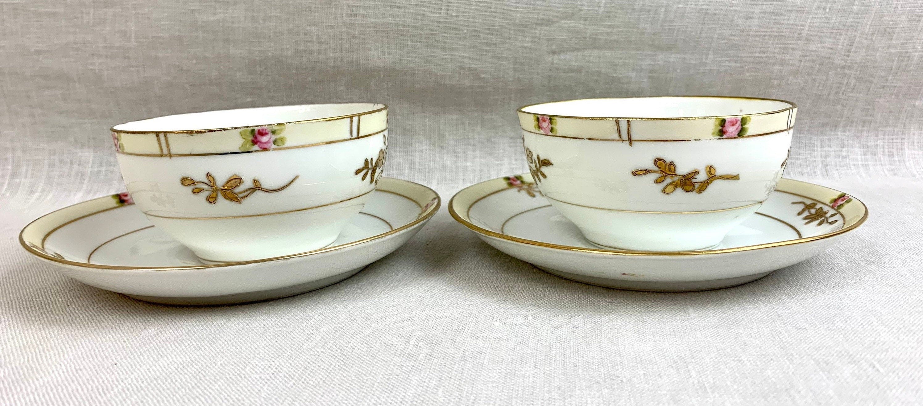 A Pair of Antique Noritake Teacups and Saucers