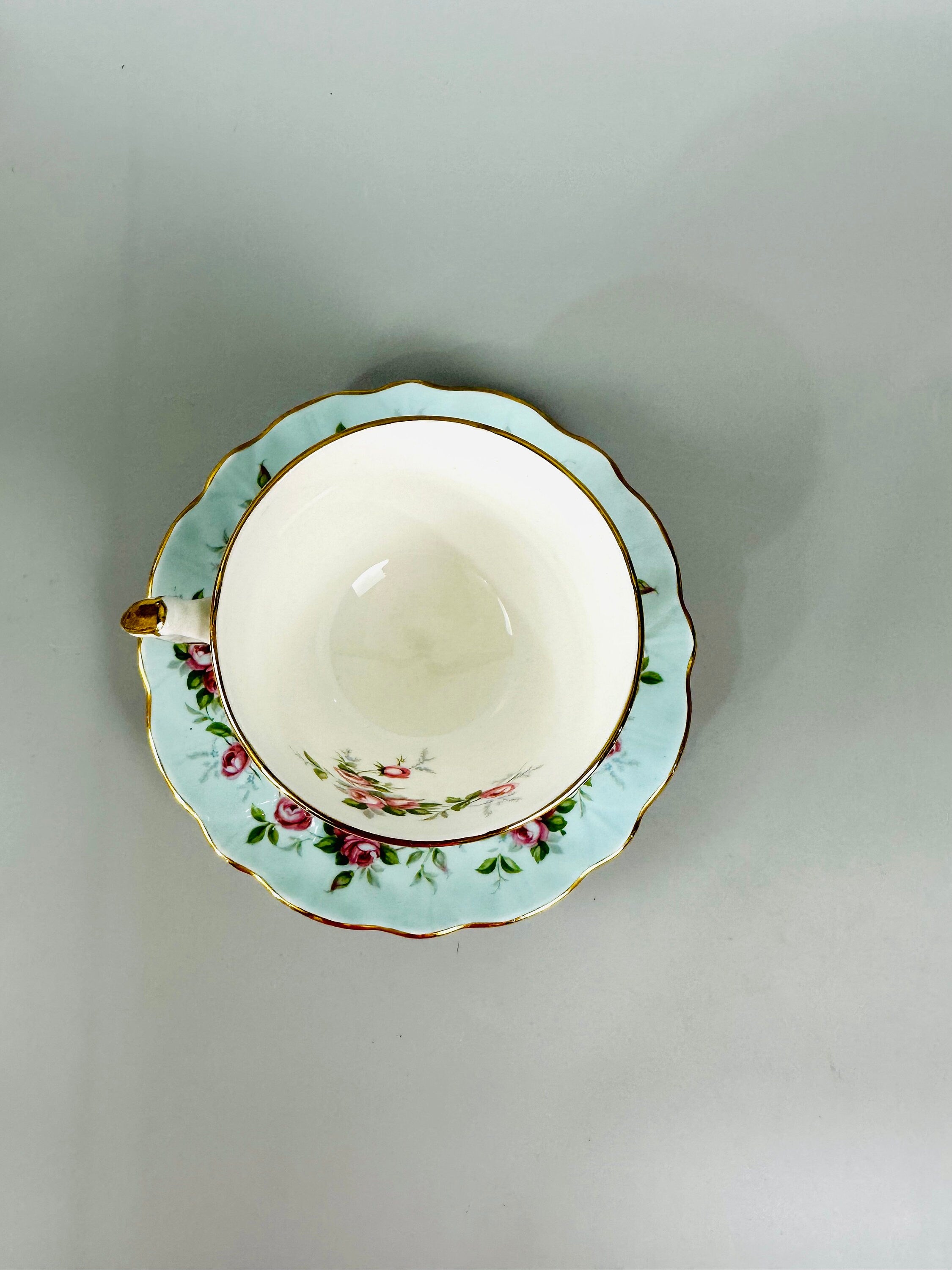 Aynsley Roses on Blue English Teacup