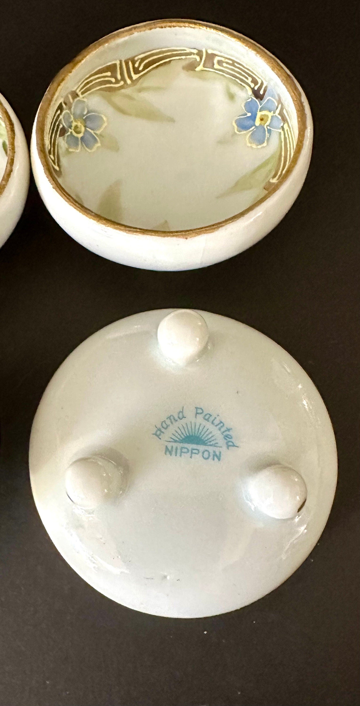 Four Antique Hand Painted Nippon Salt Cellars