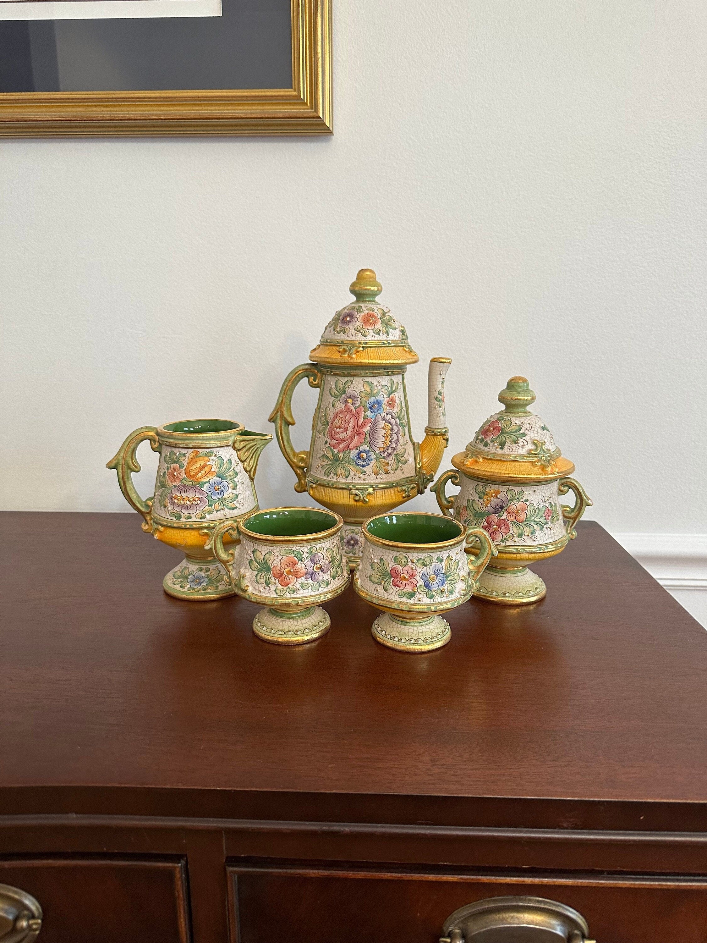Hand Made Veneto Flair Coffee Tea Set Italian Pottery