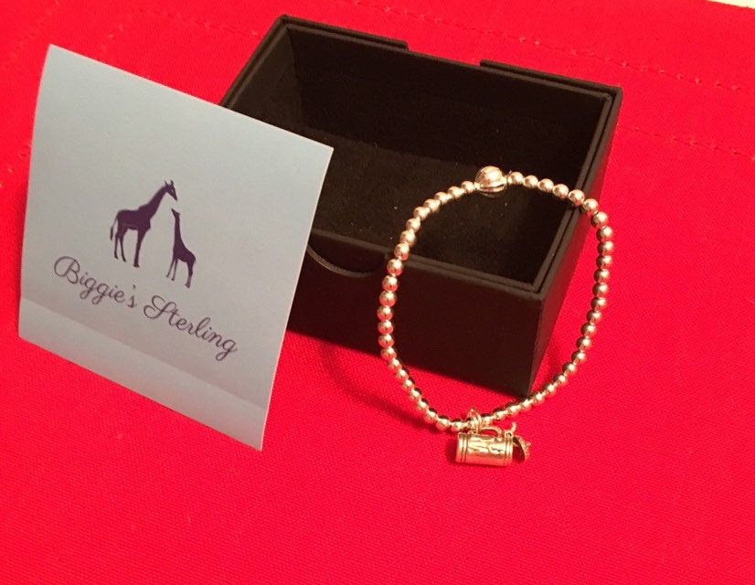 Sterling Silver Beer Stein Beaded Bracelet