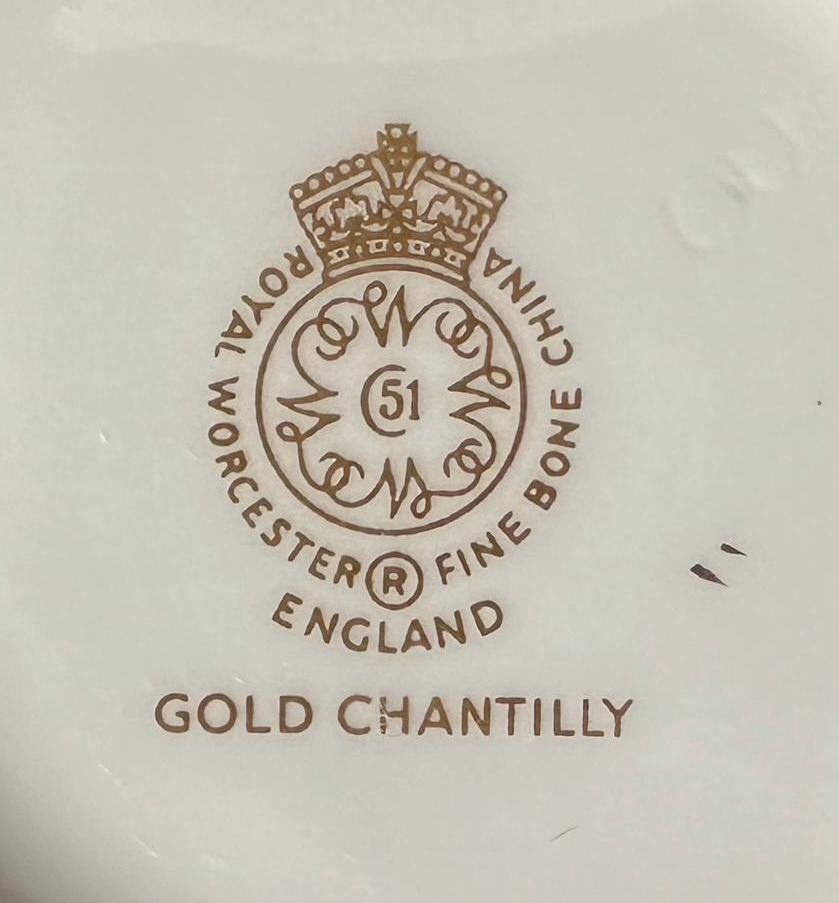 Royal Worcester Gold Chantilly Creamer and  Sugar Bowl