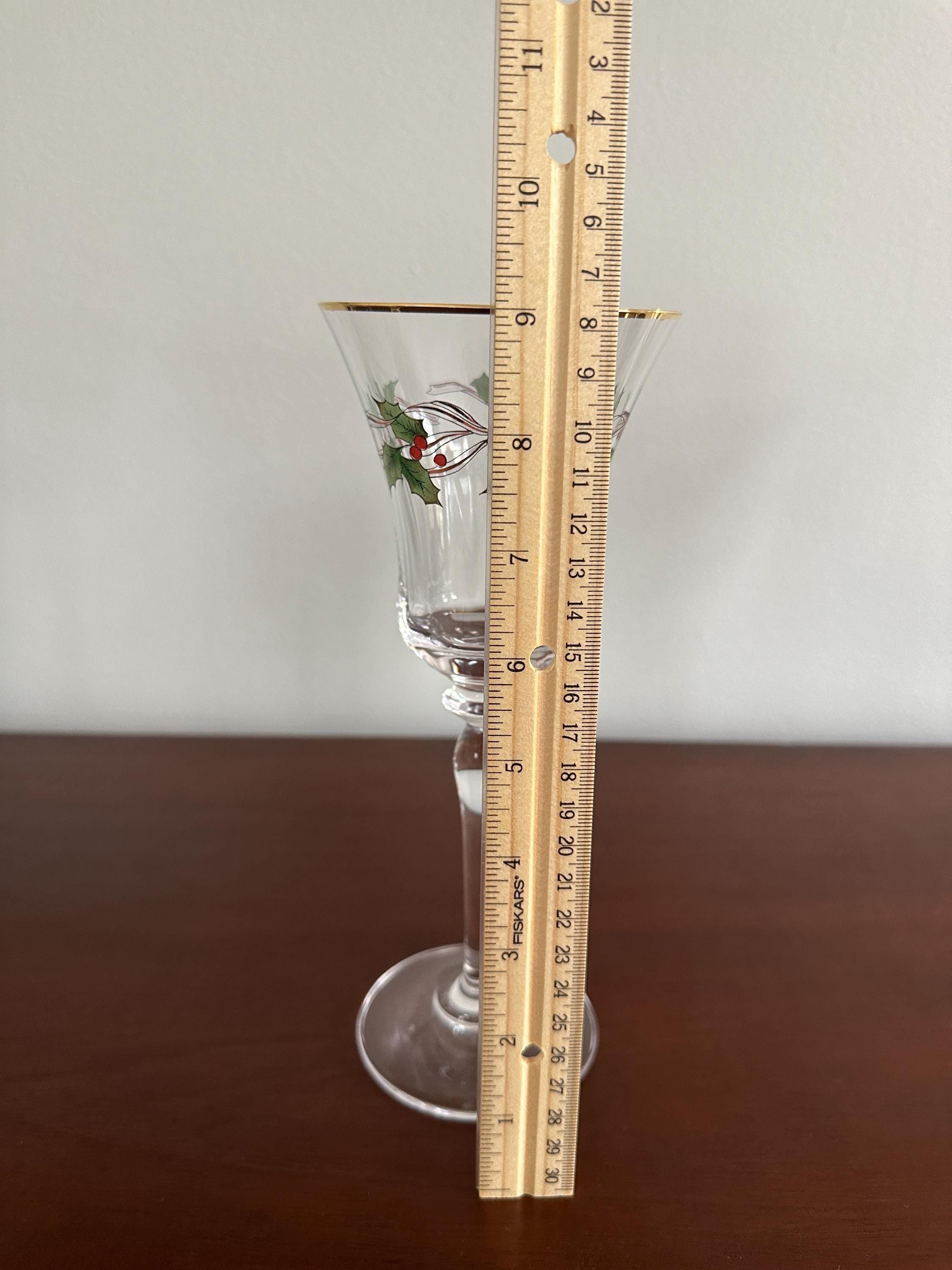 7 Mikasa Ribbon Holly Crystal Water Goblets