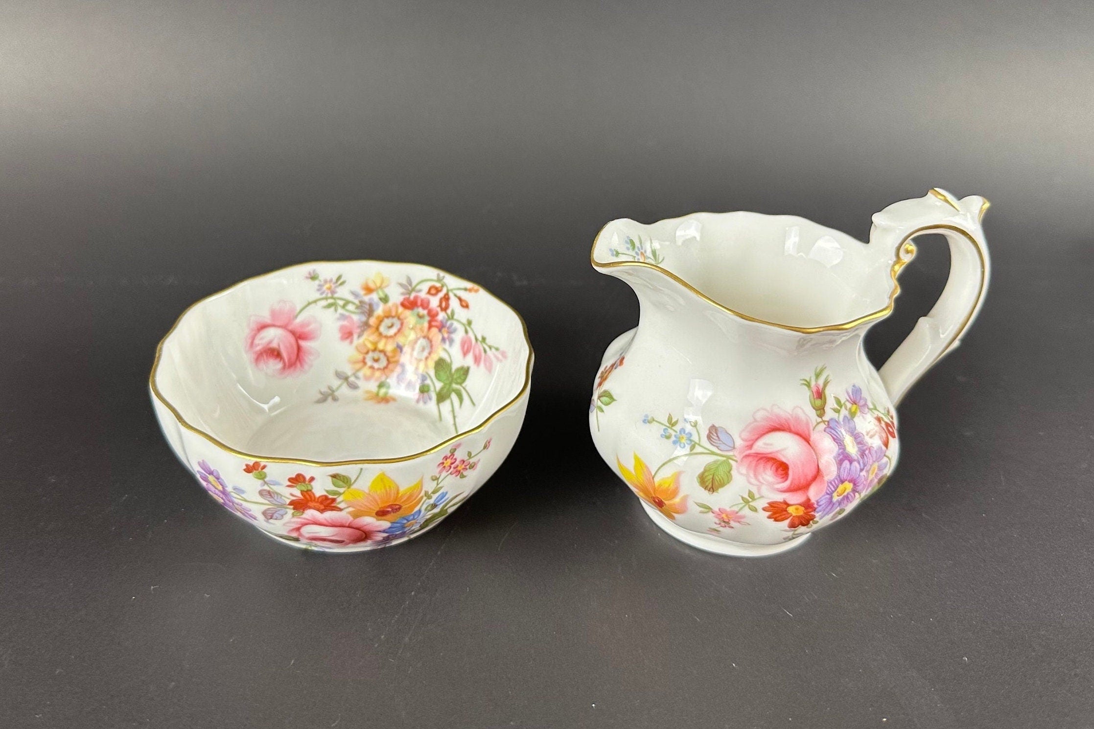 Royal Crown Derby Derby Posies Creamer and Open Sugar Bowl