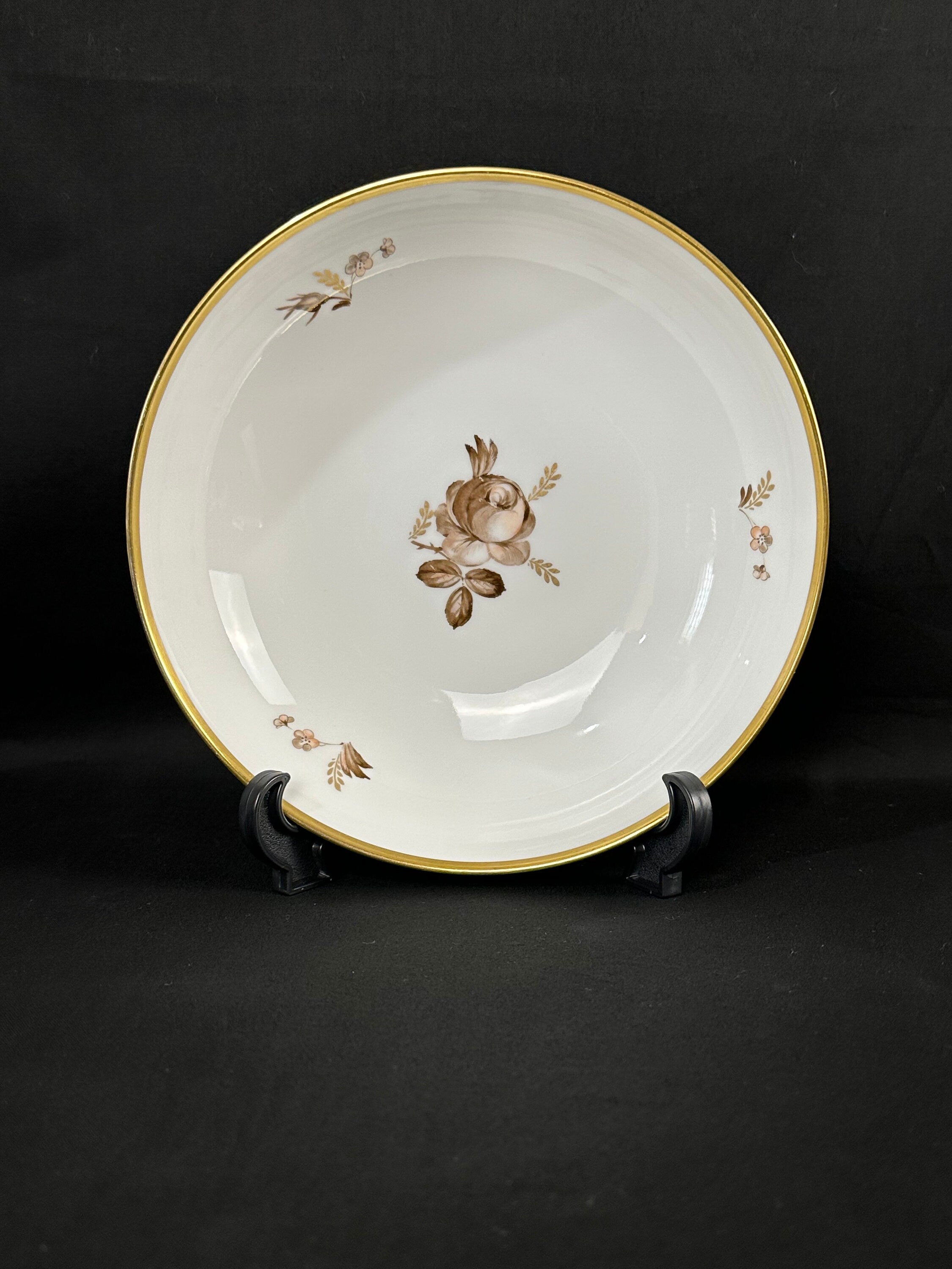 Set of 2 Royal Copenhagen Brown Rose Round Serving Bowls