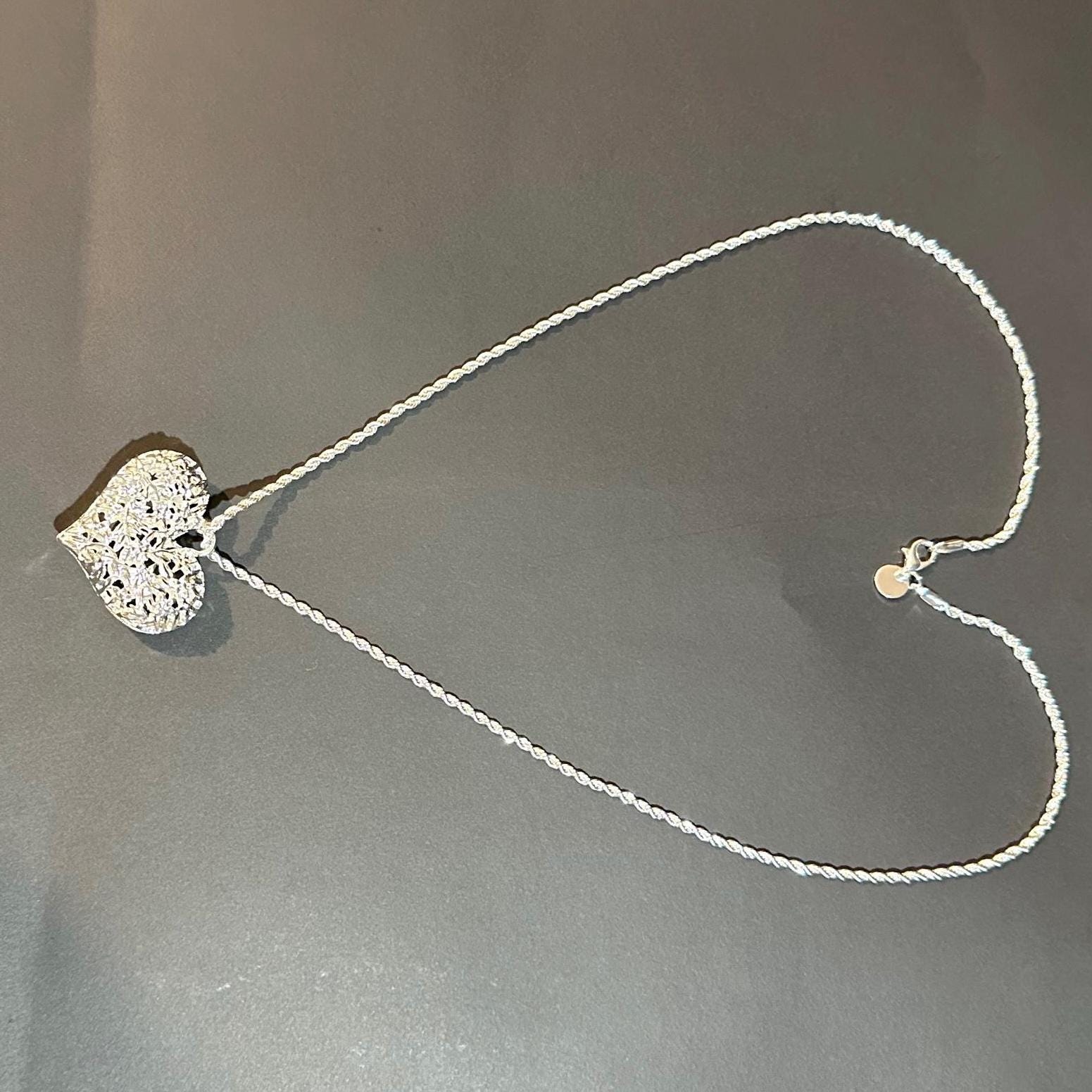 Large Sterling Silver Heart Pendant and 24” Chain