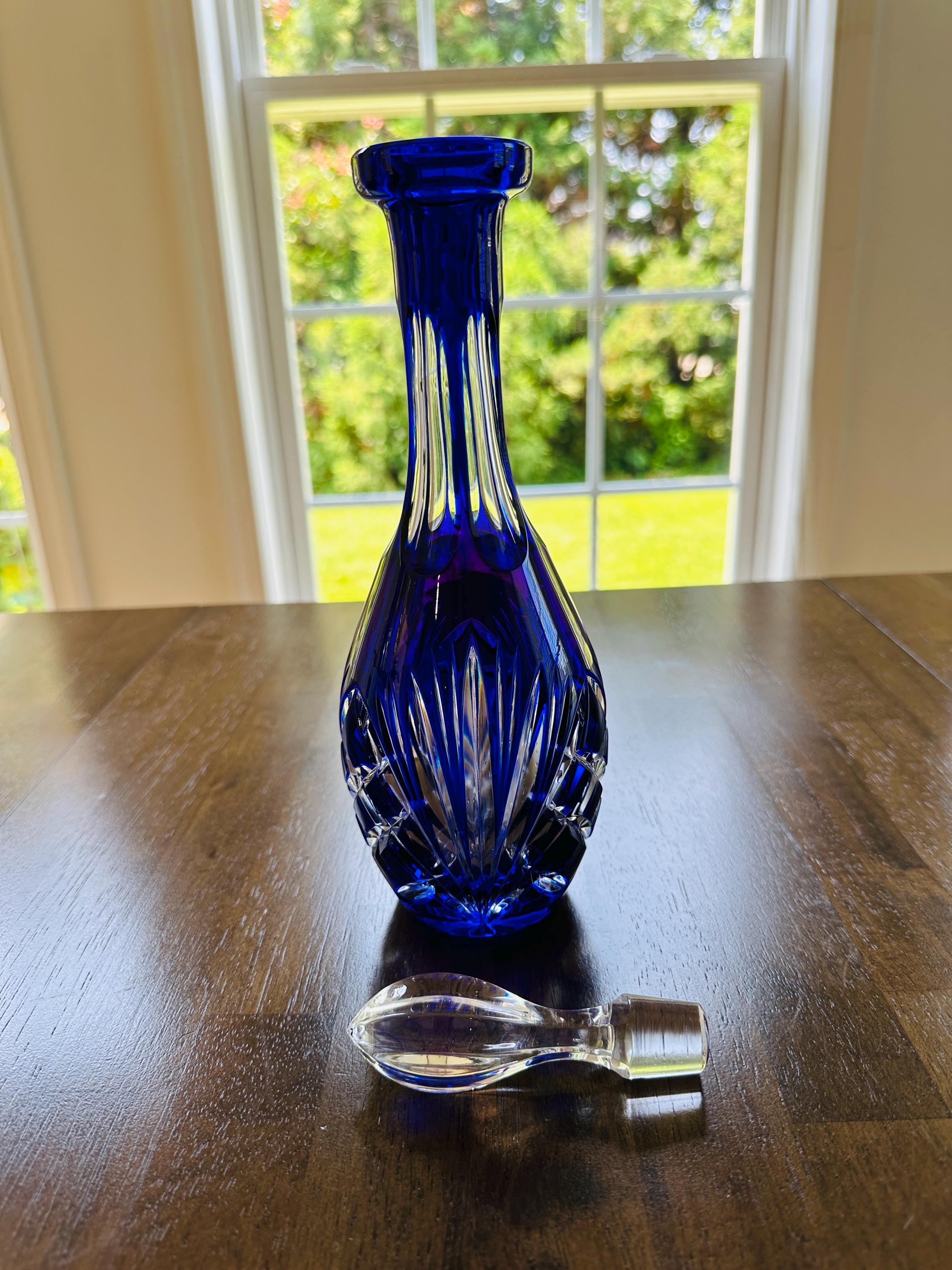 Gorham Cherrywood Cobalt Crystal Decanter