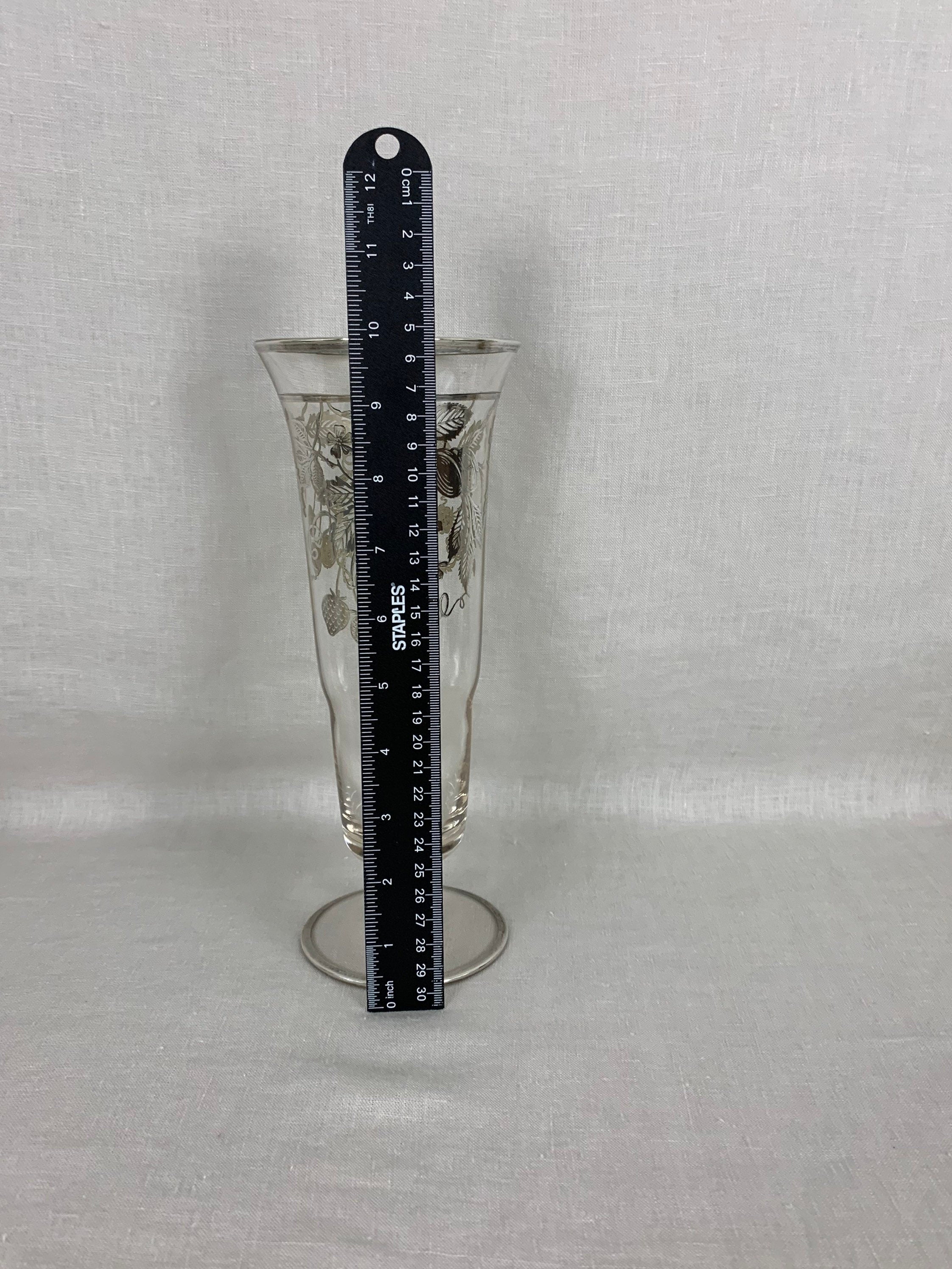 Antique Silver Overlay Vase With Fruit Pattern