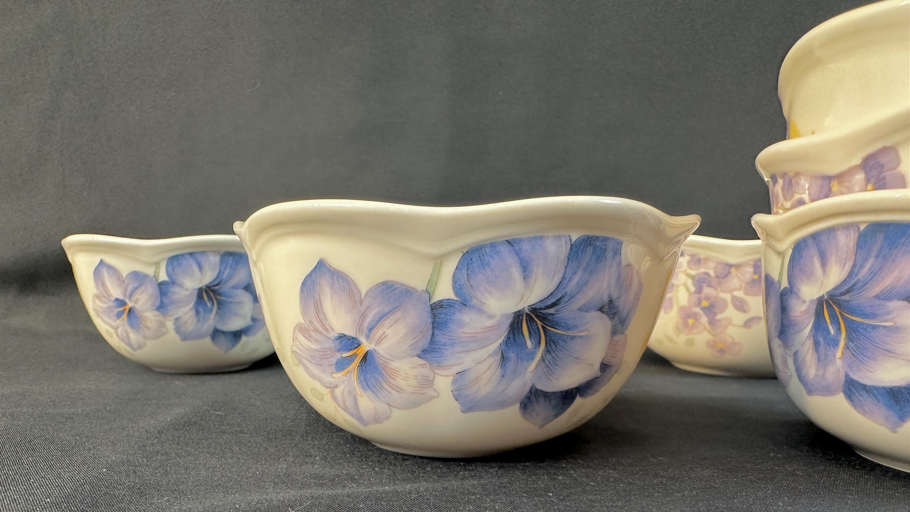 6 Butterfly Meadow Lavender Dessert Bowls