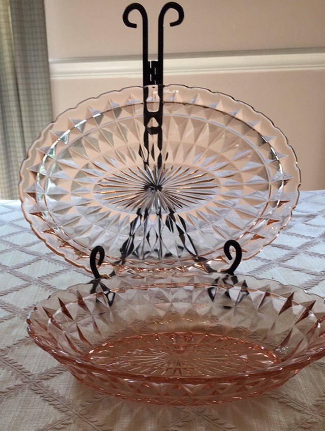 Jeanette Windsor Platter and Bowl Pink Depression Glass