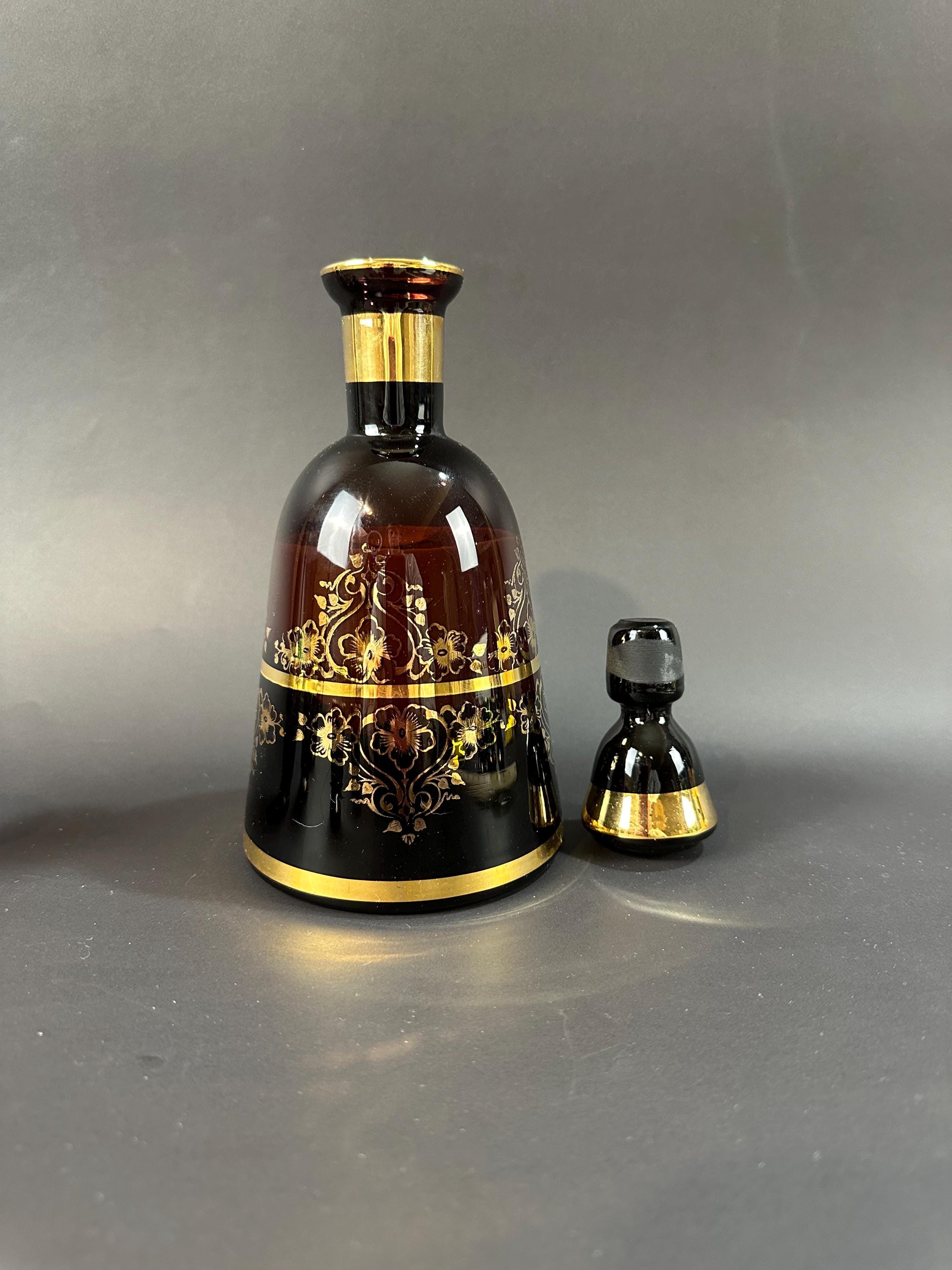 Blue and Gold Decanter with  Four Matching Aparitif Glasses by Murano