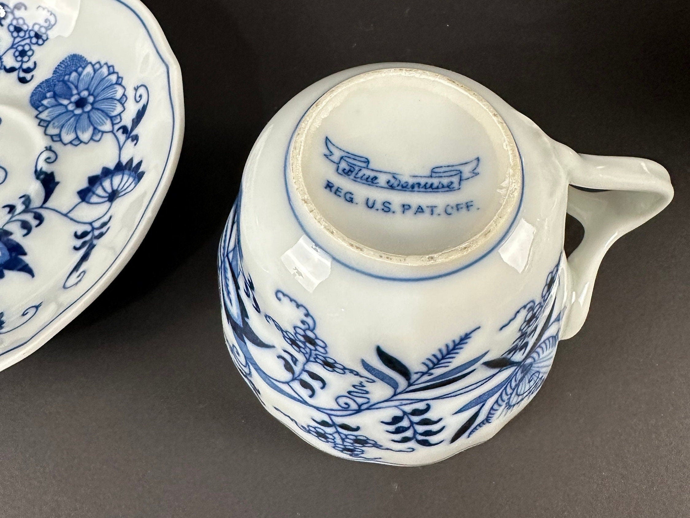 Four Blue Danube Flat Tea Cups & Saucers Sets
