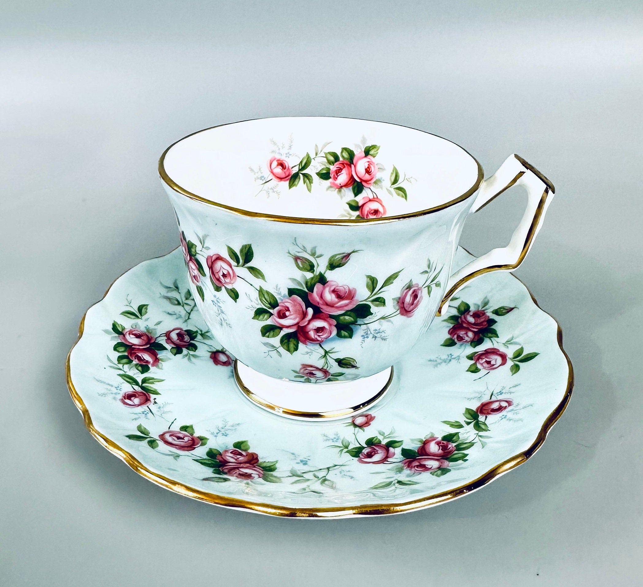 Aynsley Roses on Blue English Teacup
