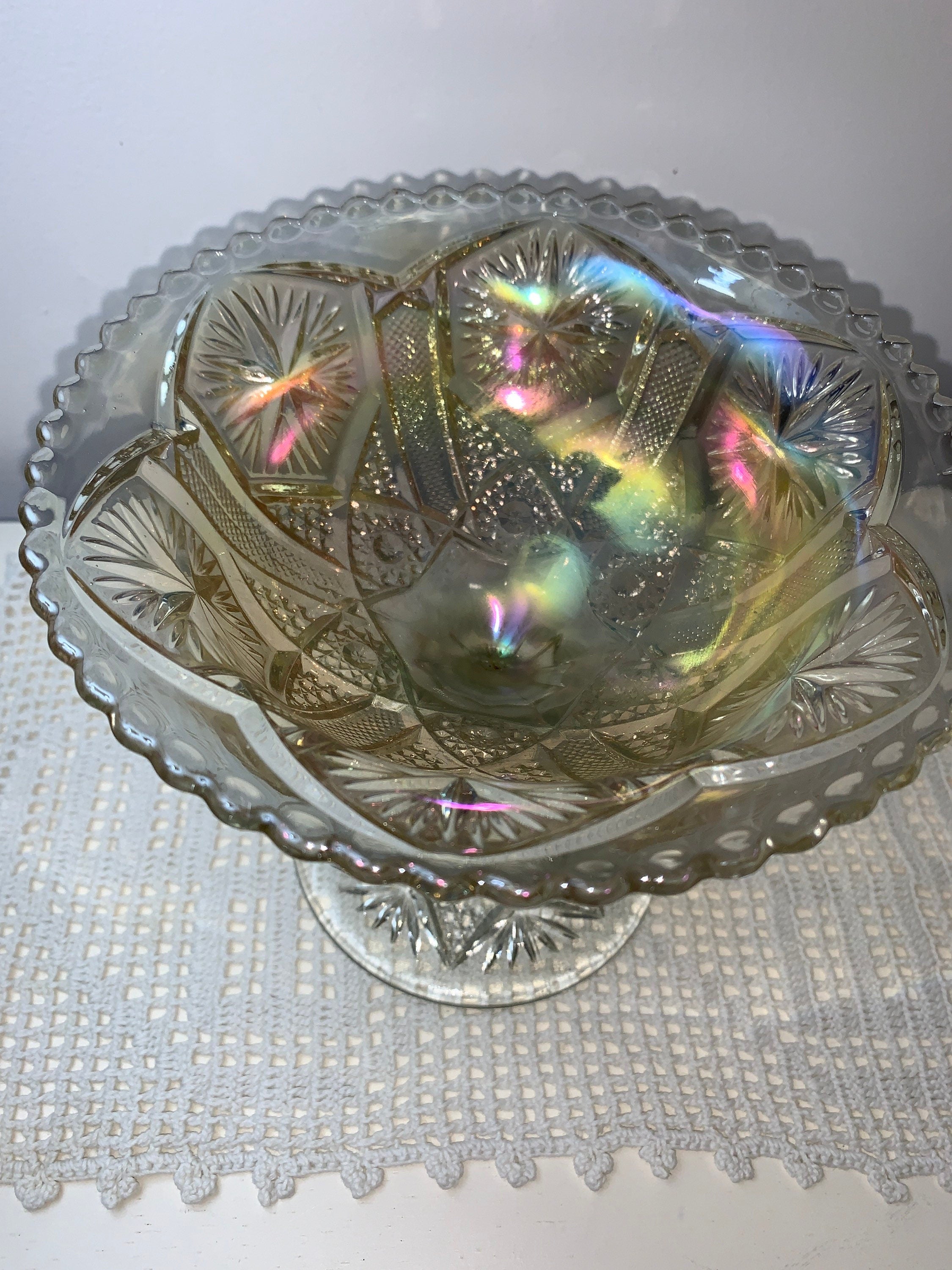 Moving sale-Early 1900s Imperial Glass Carnival Glass Compote