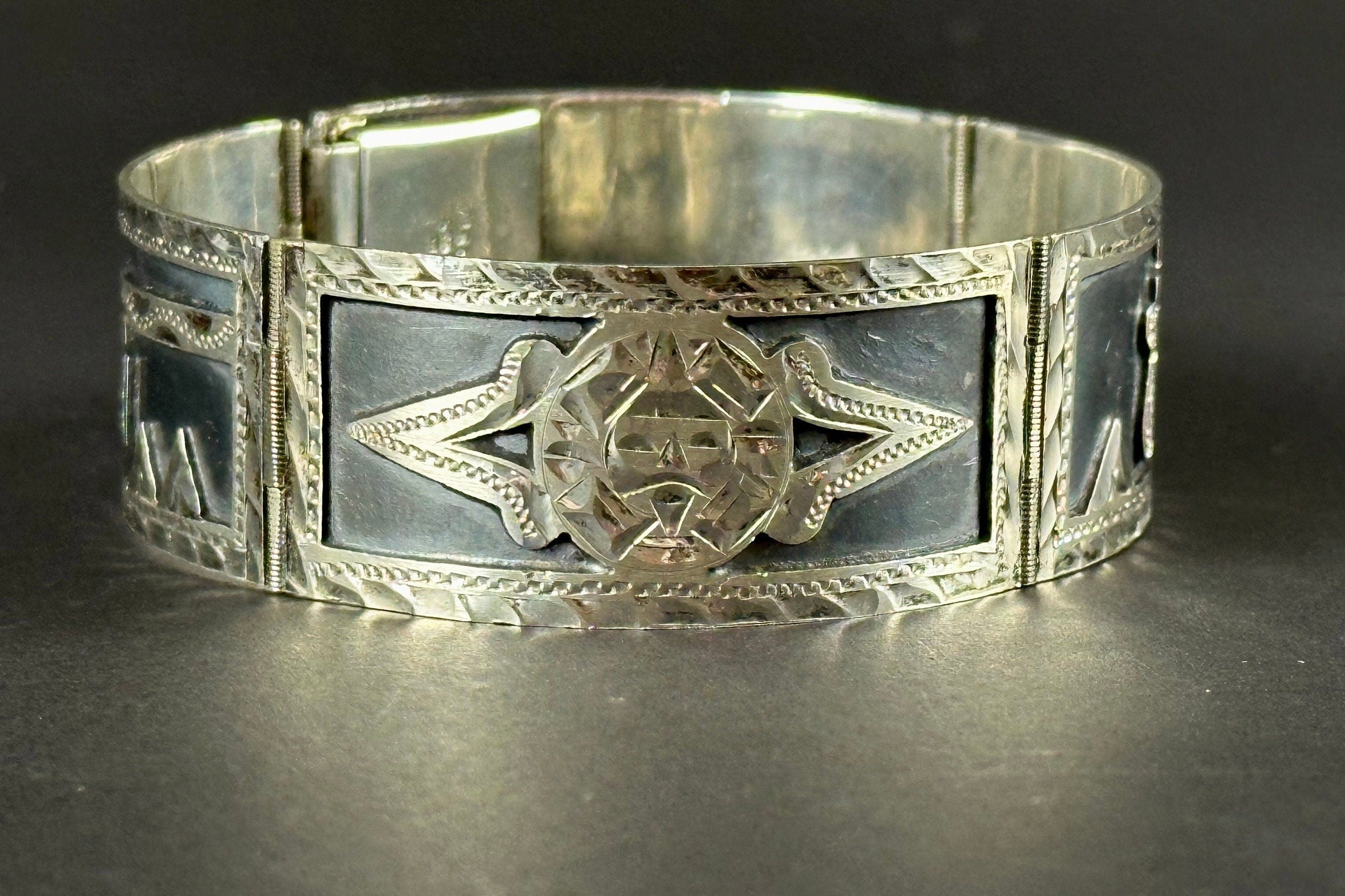 Sterling Silver and Enamel Link Bracelet.