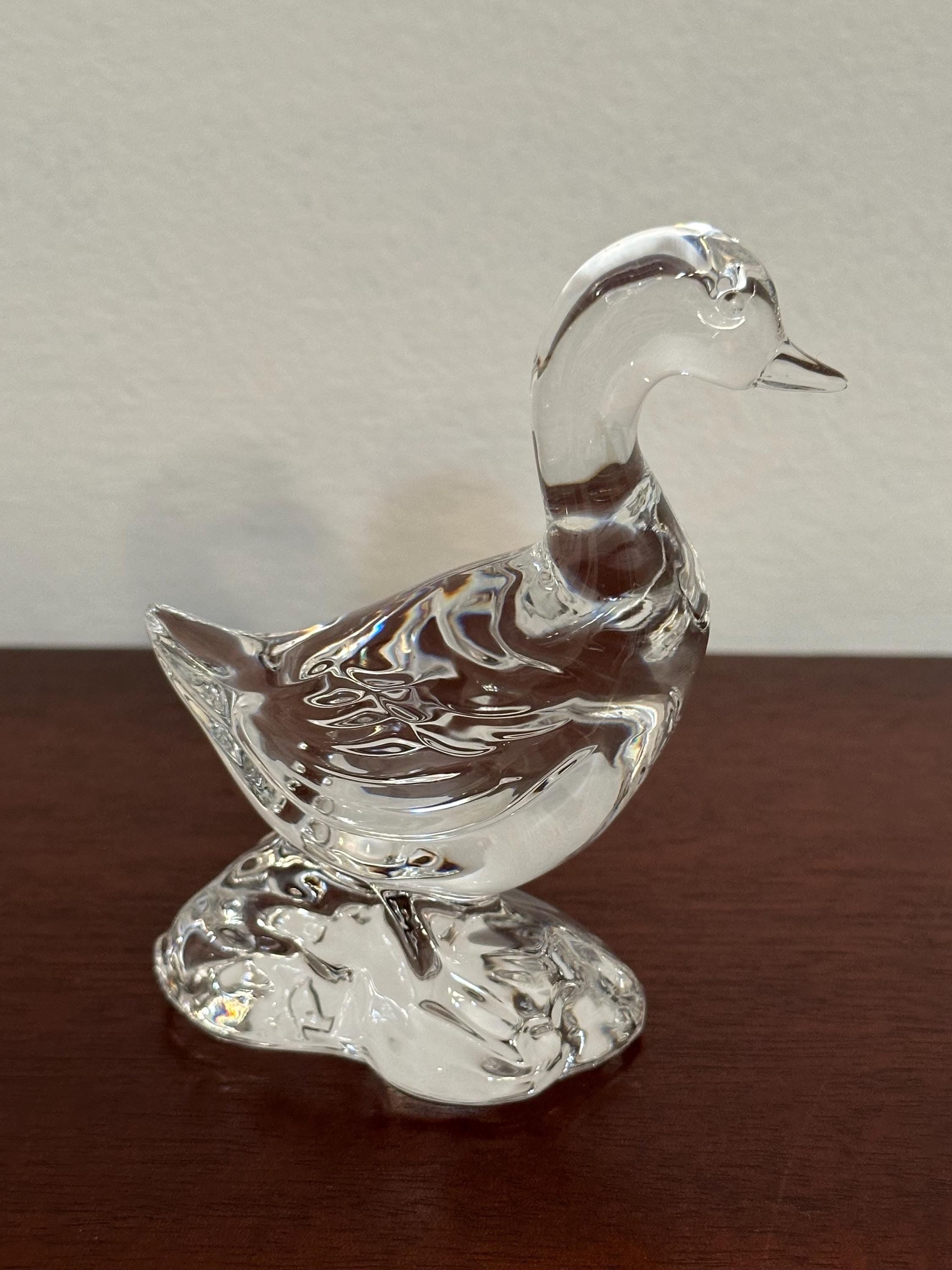 A Tall Waterford Crystal Duck Paperweight