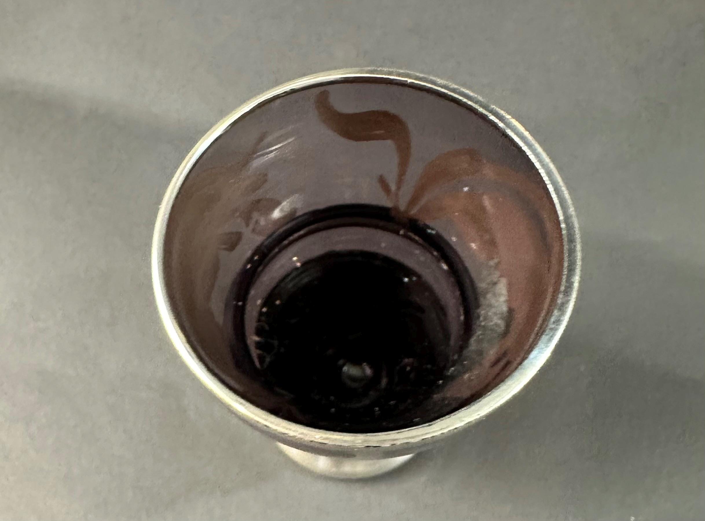 Five Amethyst Aparitif Glasses With Silver Overlay