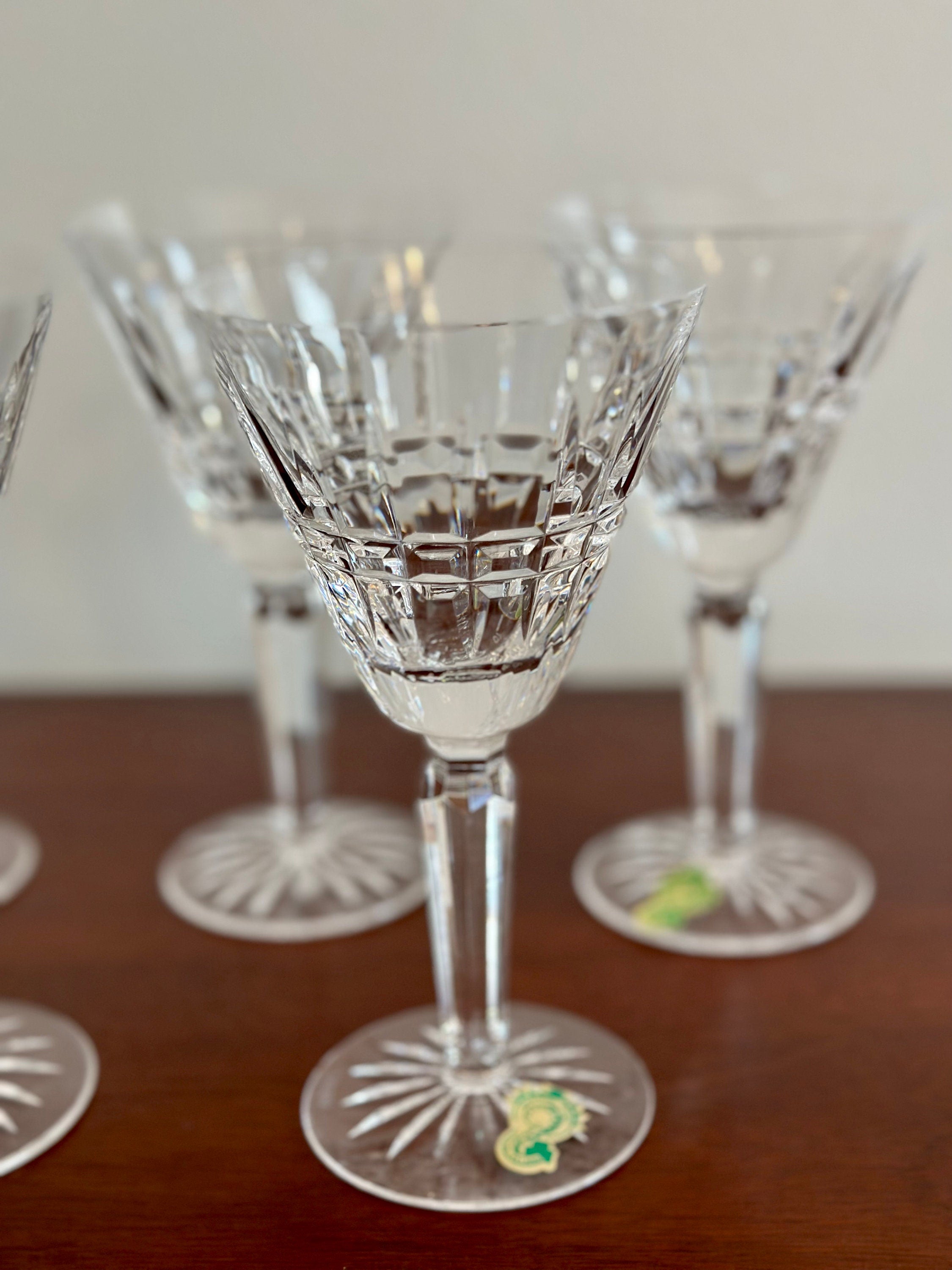 5 Waterford Crystal Glenmore White Wine Glasses