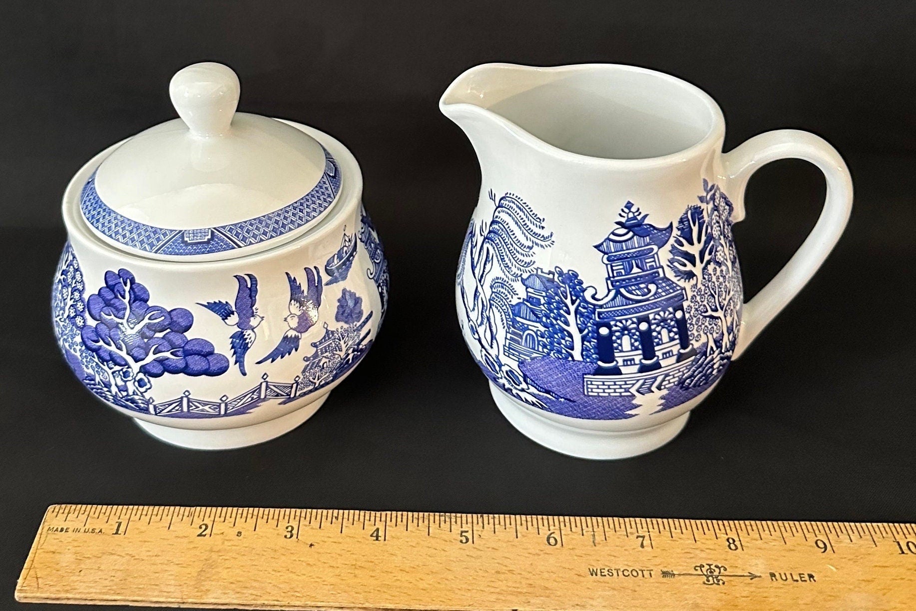 Cuthbertson Blue Willow Creamer & Sugar
