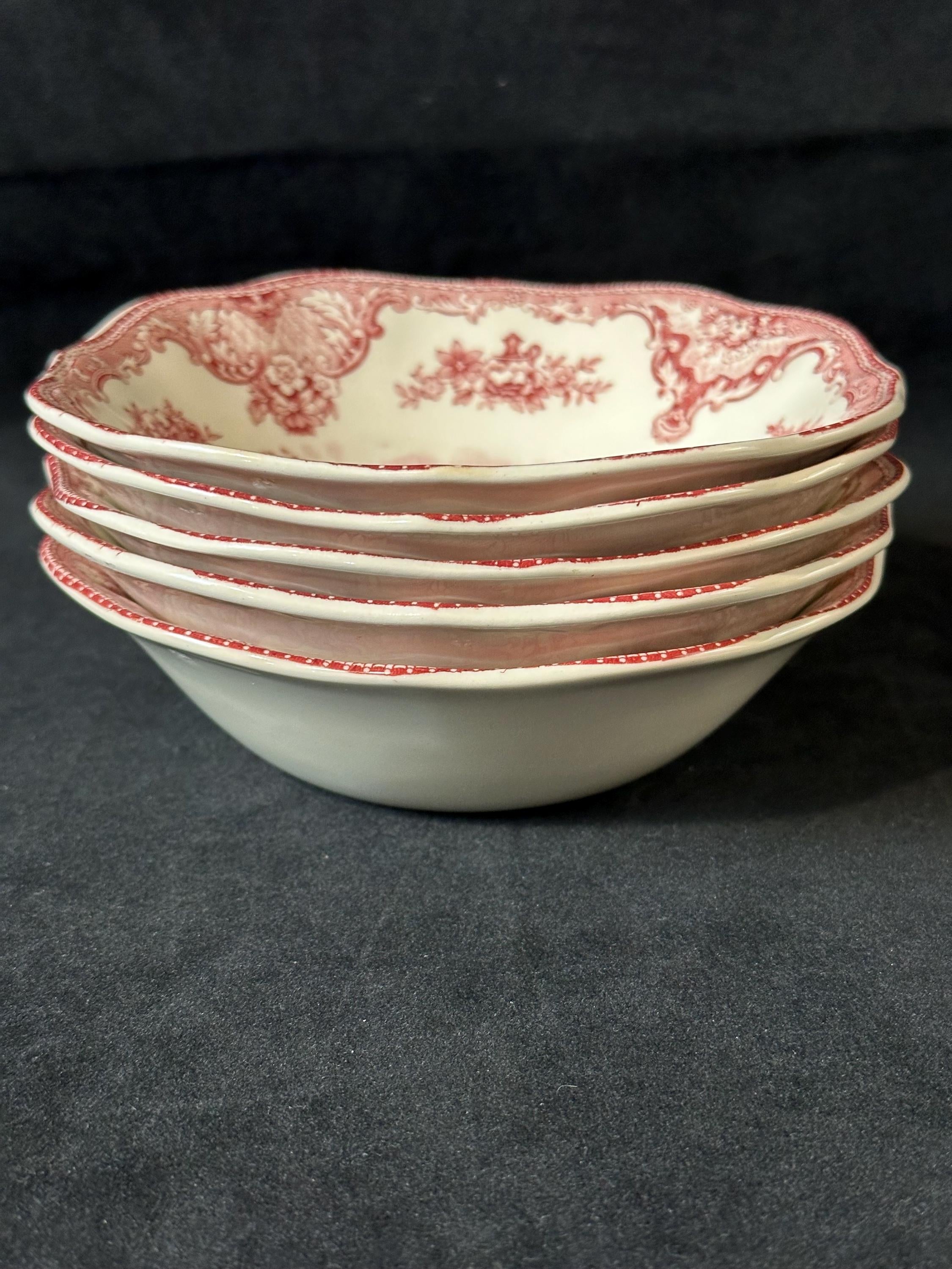 5 Johnson Brothers Old British Castles Square Cereal Bowls