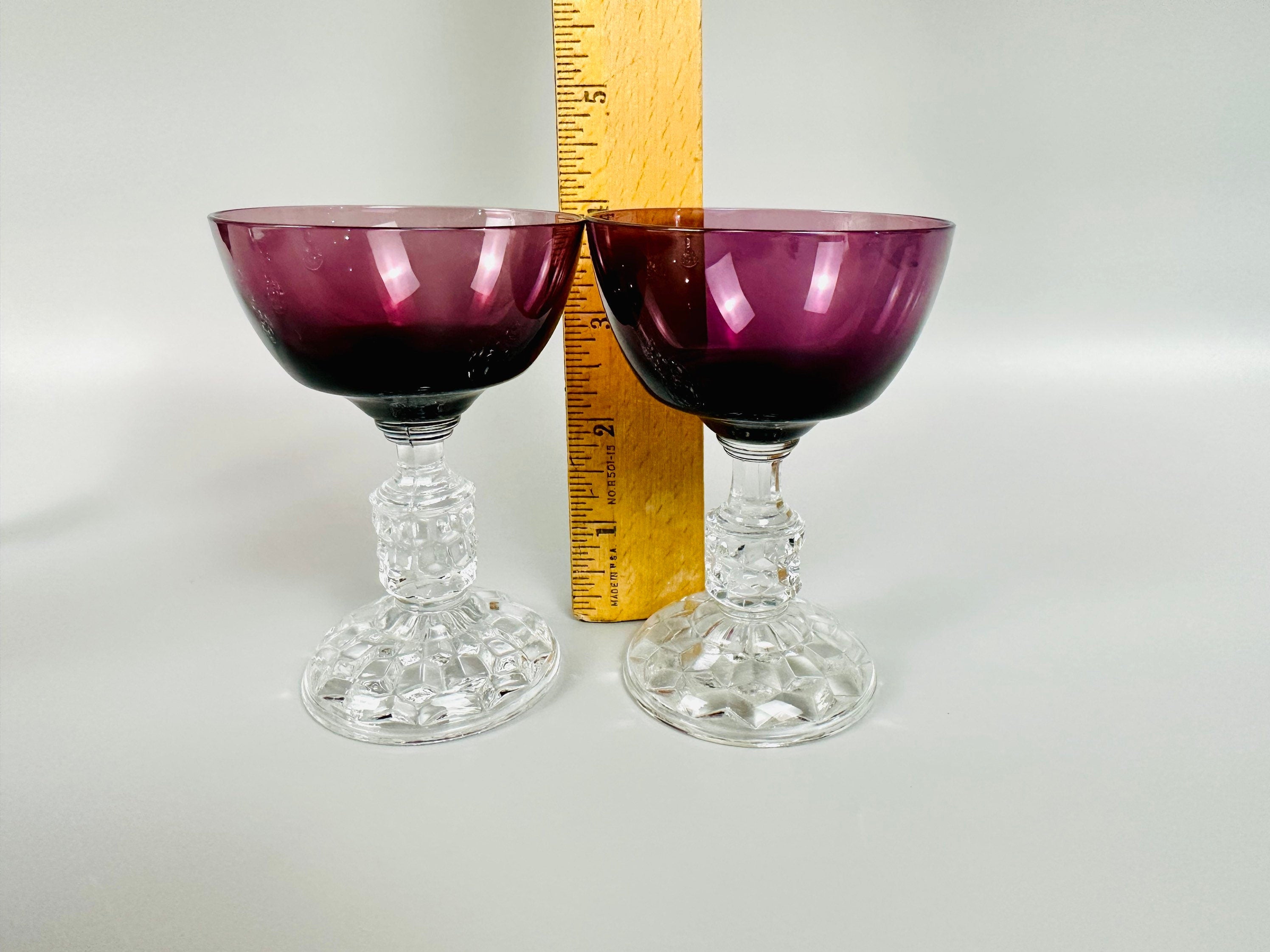 5 Fostoria American Lady Amethyst Liquor/Cocktail Glasses