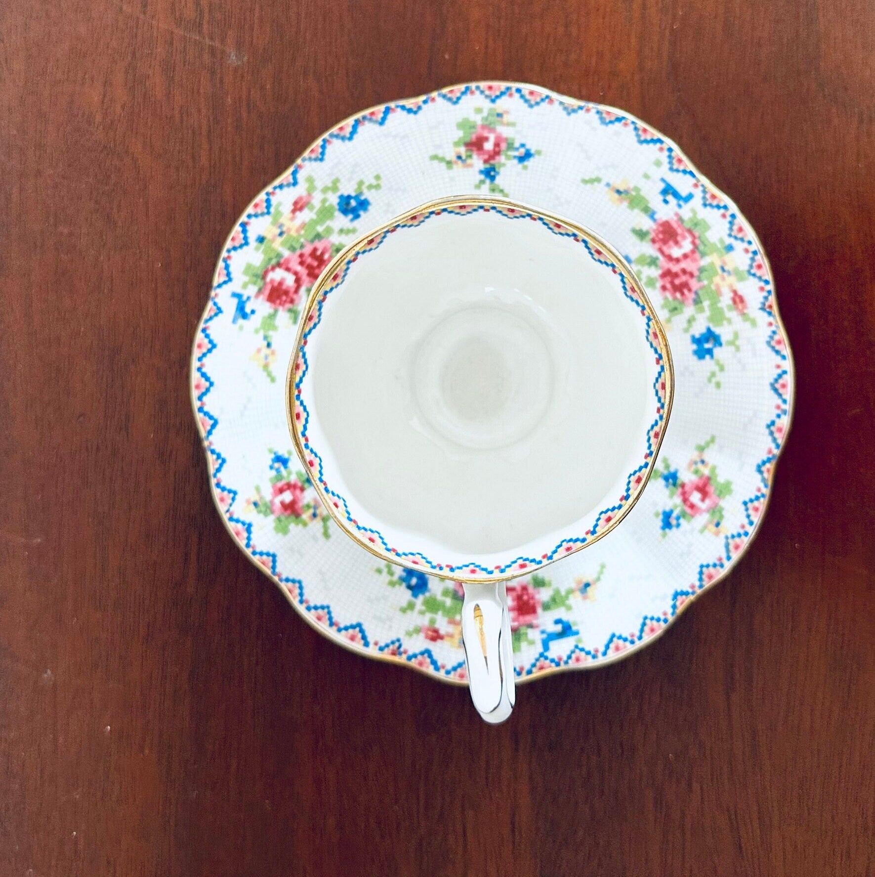 4 Royal Albert Petite Point Teacups and Saucers